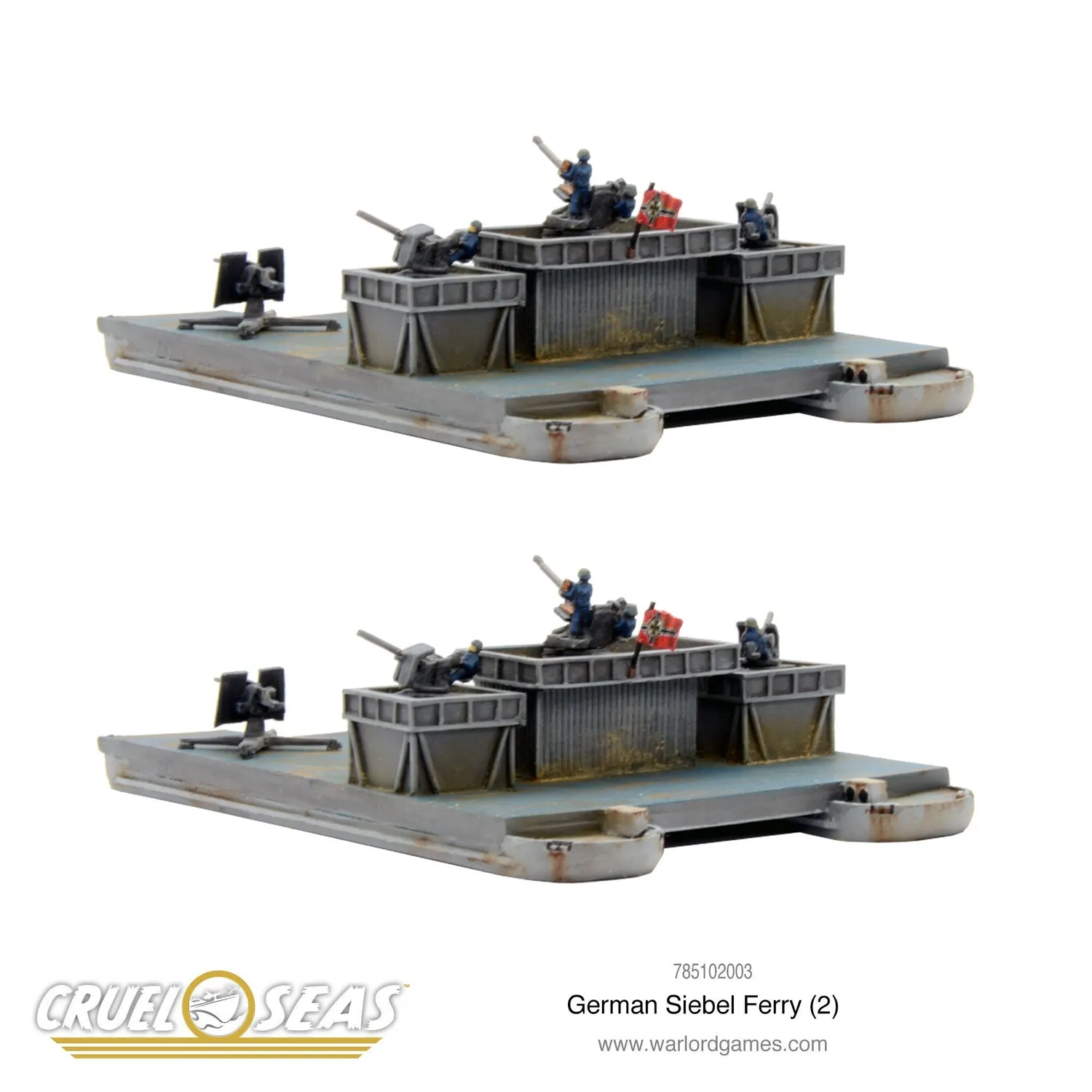 Bolt Action Cruel Seas German Siebel Ferry (2) bateaux résine métal