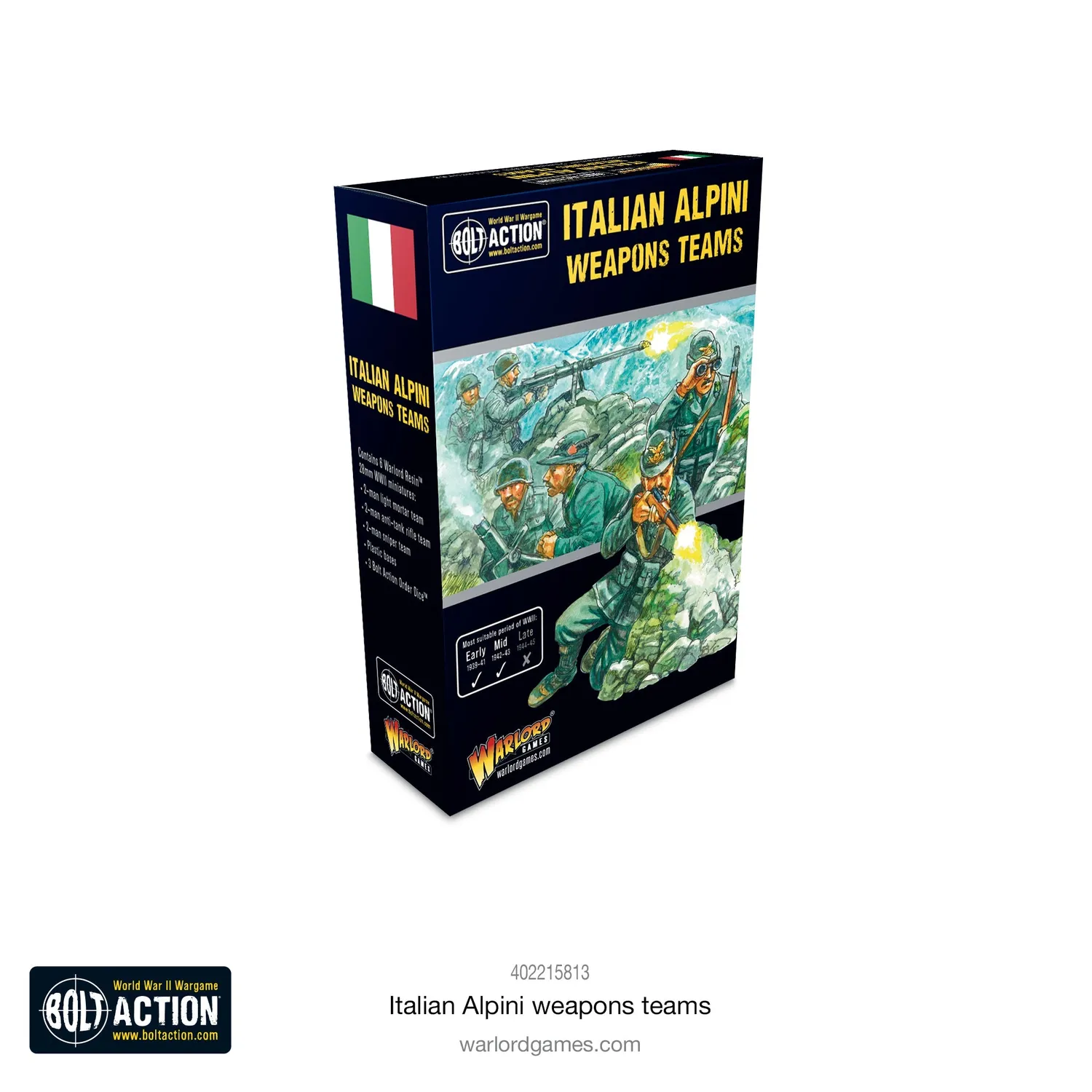 Bolt Action Italian Alpini Weapons Teams équipes d’armes en résine