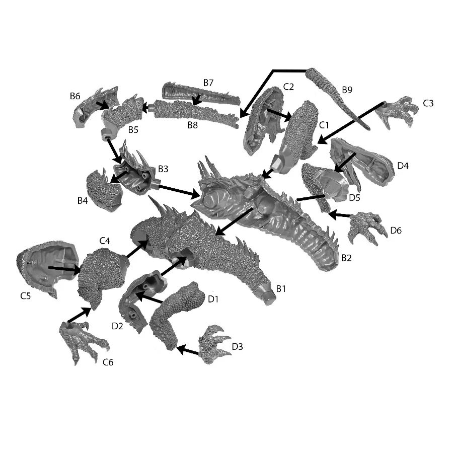 Bolt Action Argloth Rivelwyr dragon fantasy plastique 290 mm