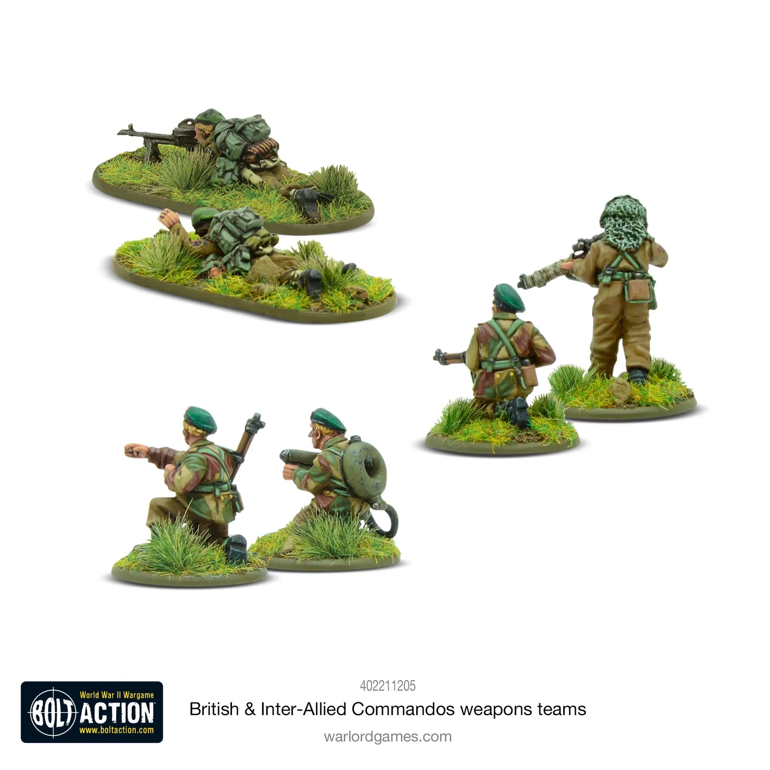 Bolt Action British & Inter-Allied Commandos weapons teams figurines