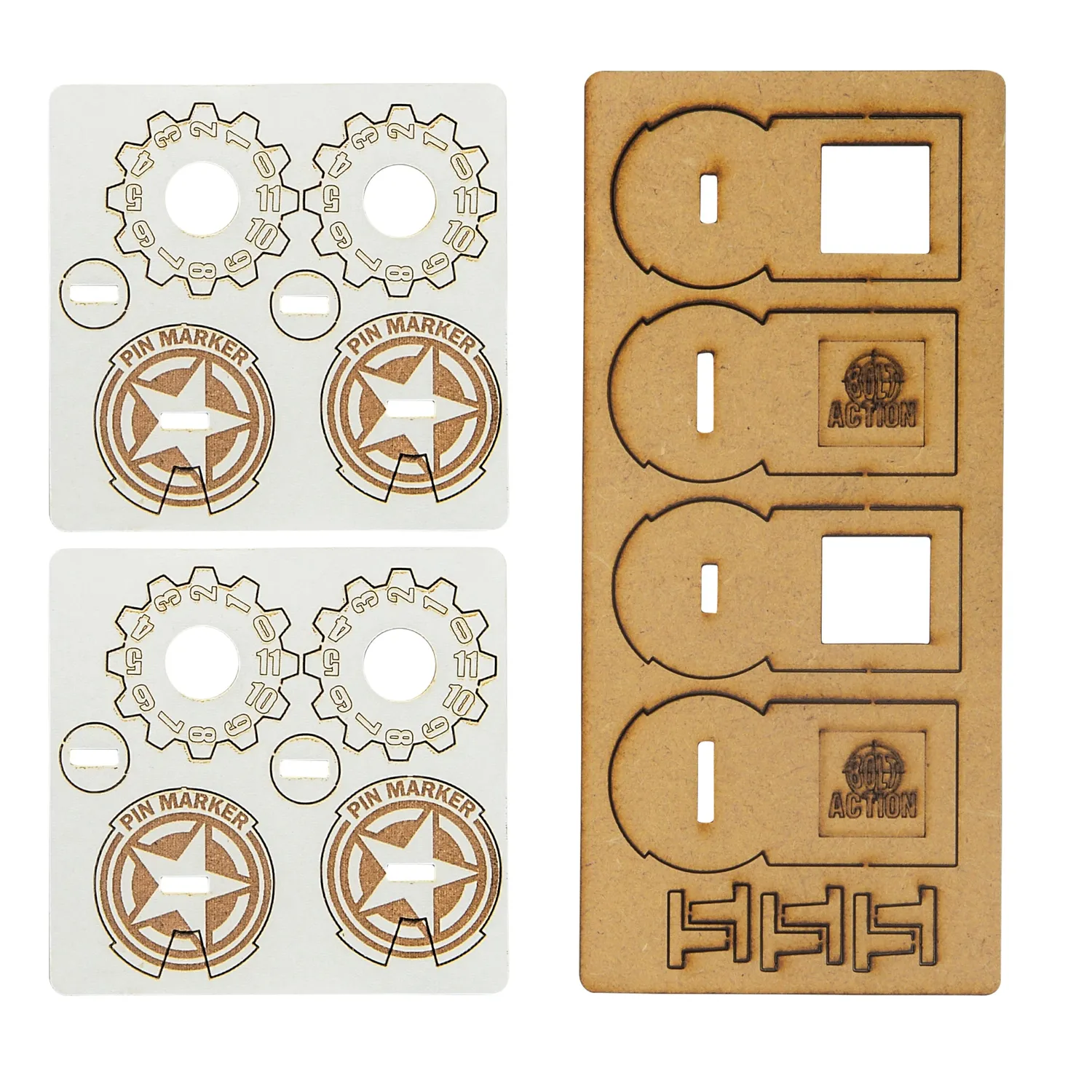 Bolt Action MDF Unit Pin Markers USA marqueurs x4 MDF