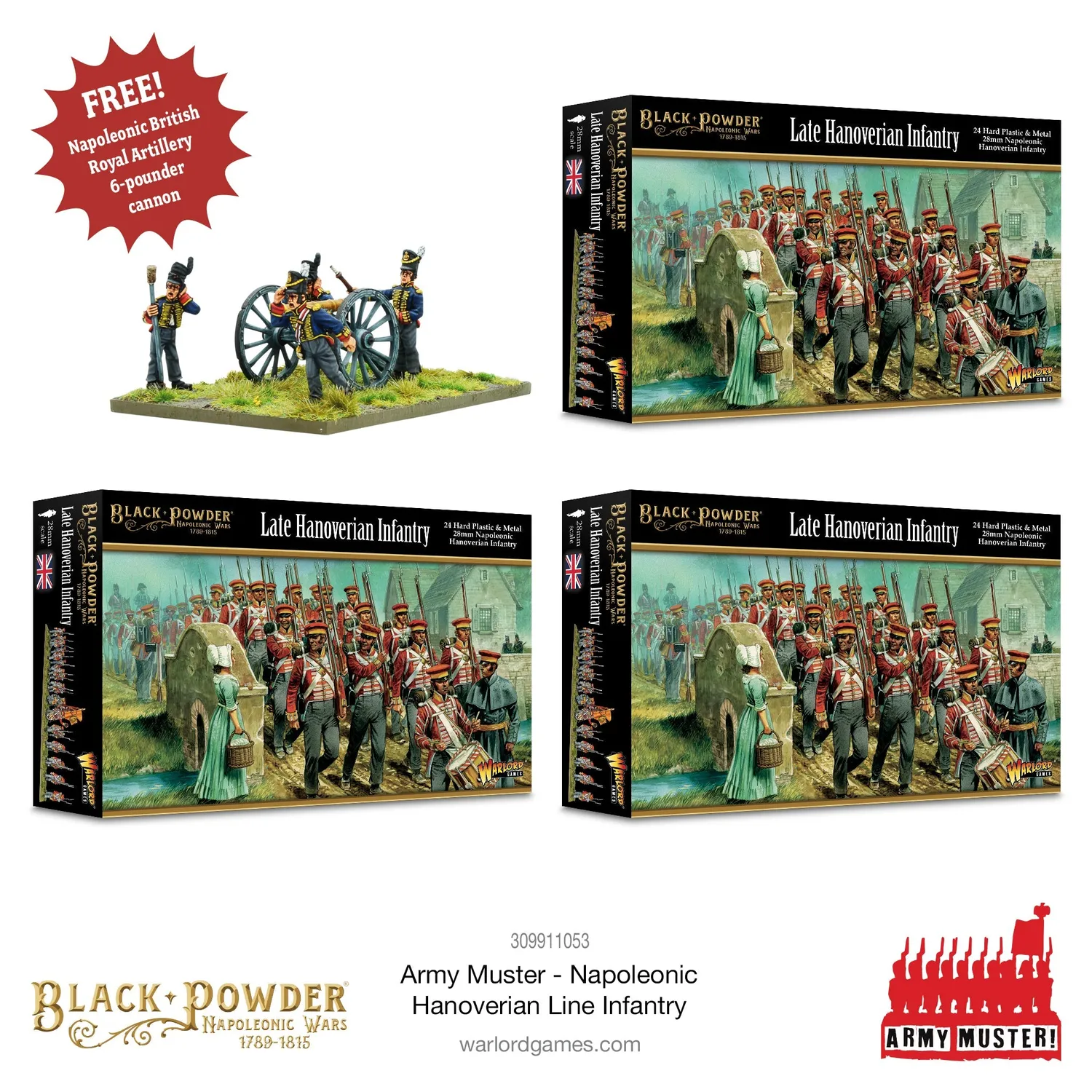 Black Powder Army Muster Hanoverian Line Infantry brigade plastique