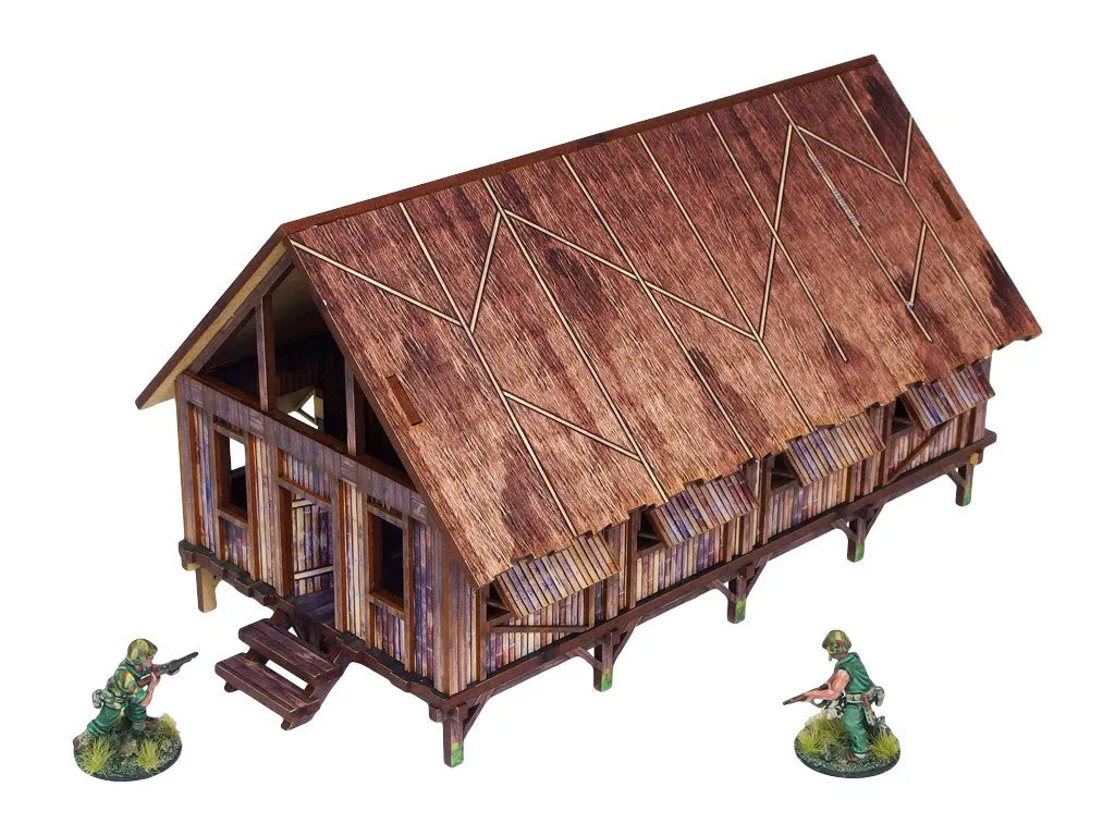 Bolt Action Pre-Painted WW2 Pacific Barracks (1) décor prépeint HDF