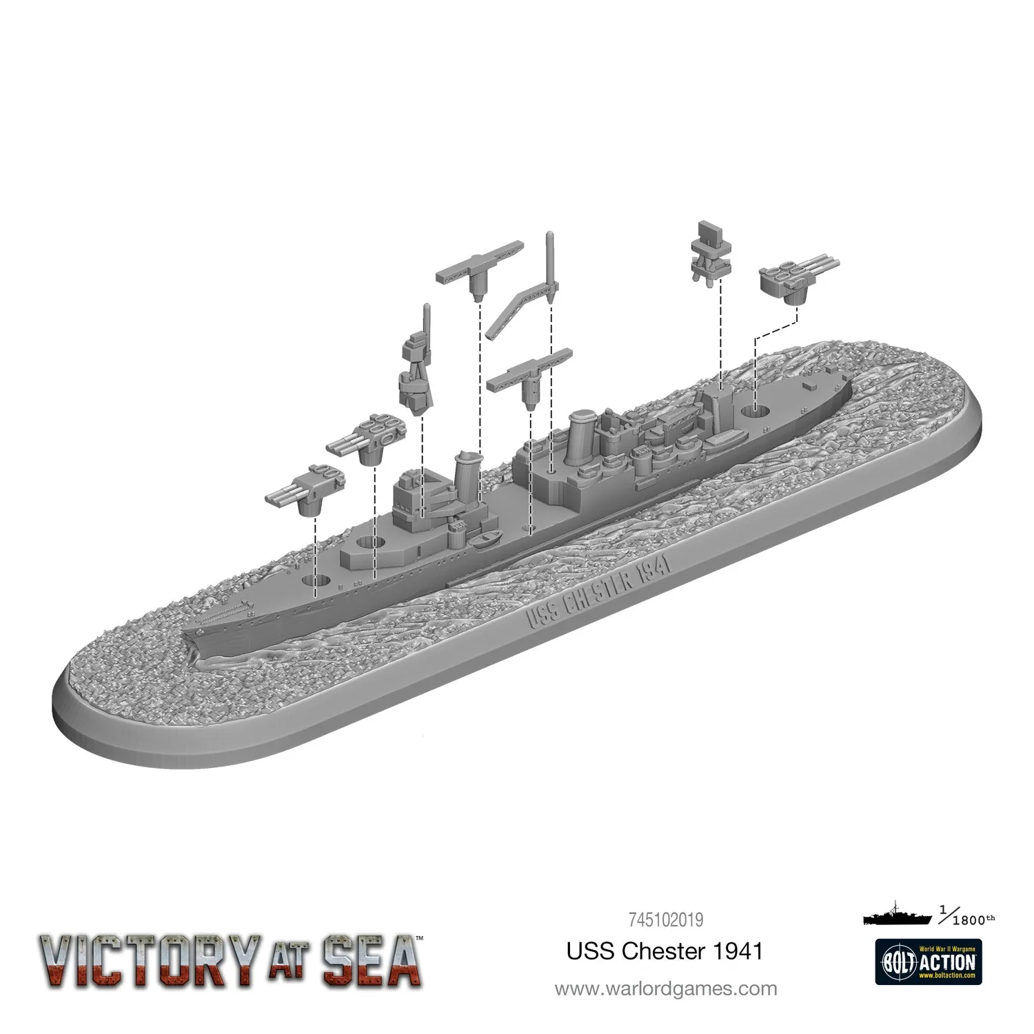 Warlord Games Victory at Sea USS Chester navire résine métal