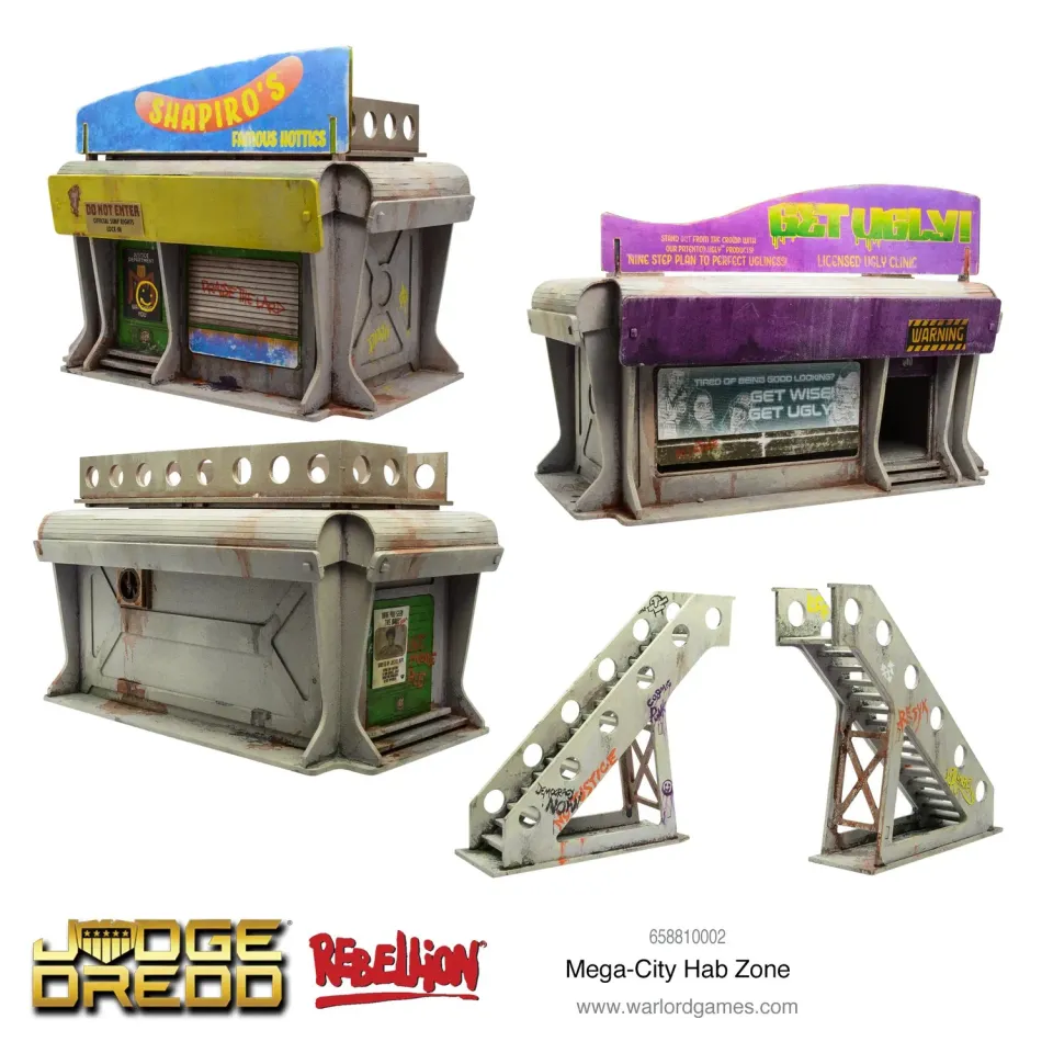 Bolt Action Mega-City Hab Zone décor MDF x3