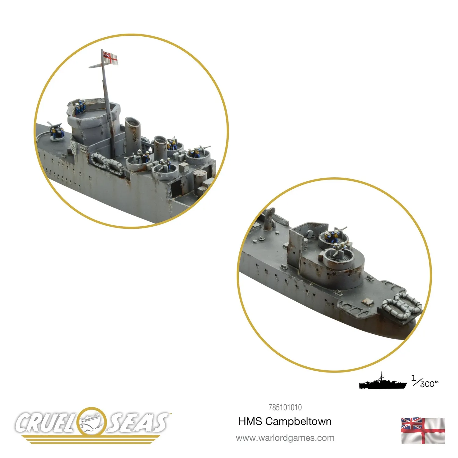 Warlord Games Cruel Seas HMS Campbeltown navire résine métal