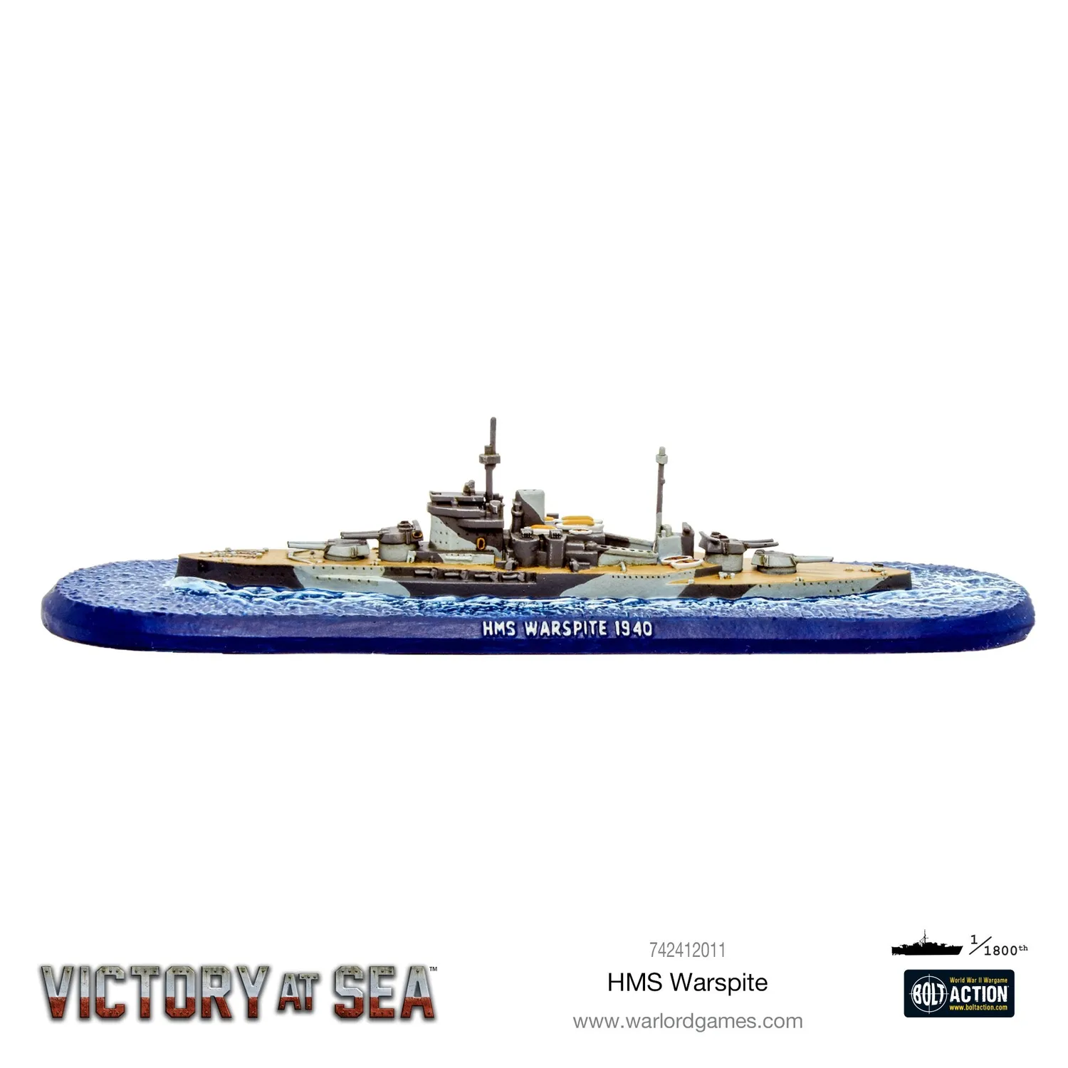 Bolt Action Victory at Sea HMS Warspite navire résine