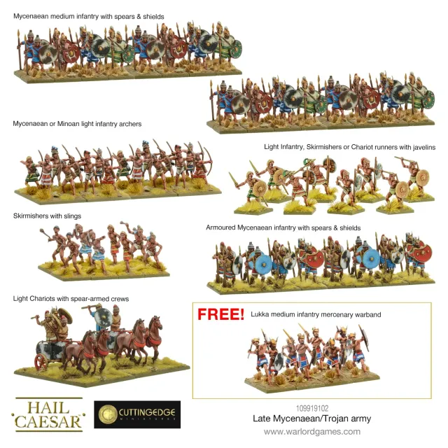 Bolt Action Late Mycenaean Trojan army figurines armée 88 fantassins