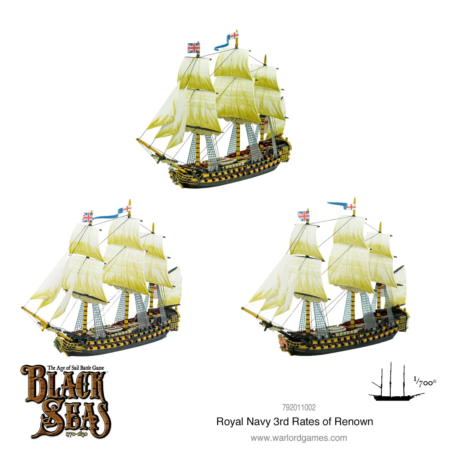 Black Seas Royal Navy 3rd Rates of Renown navires 74 canons métal plastique