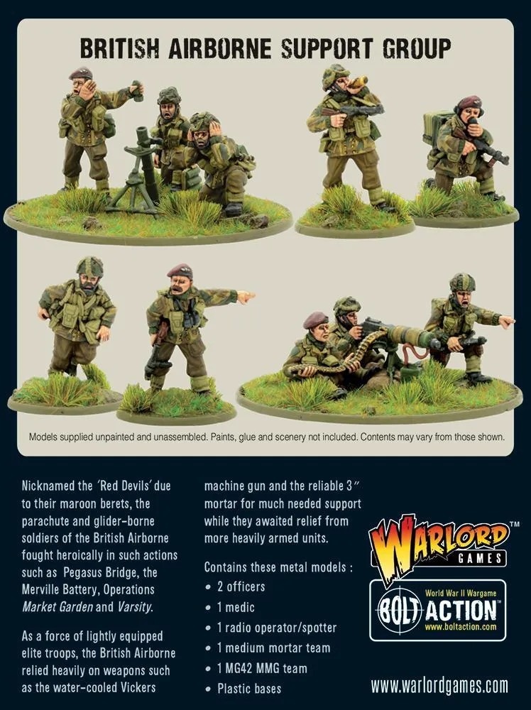 Bolt Action British Airborne support group figurines métal équipes soutien