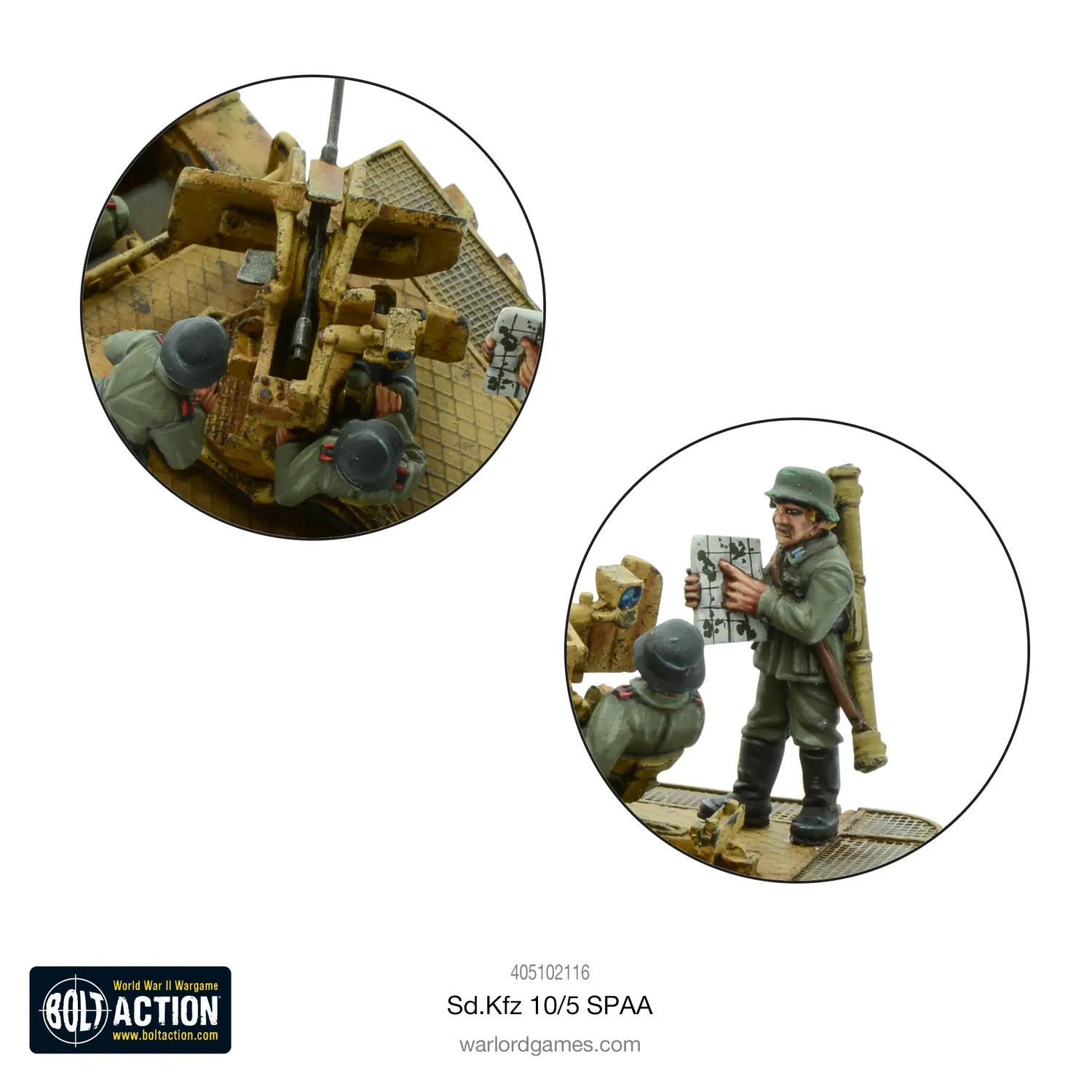 Bolt Action Sd.Kfz 10/5 SPAA véhicule Flak 38 résine métal