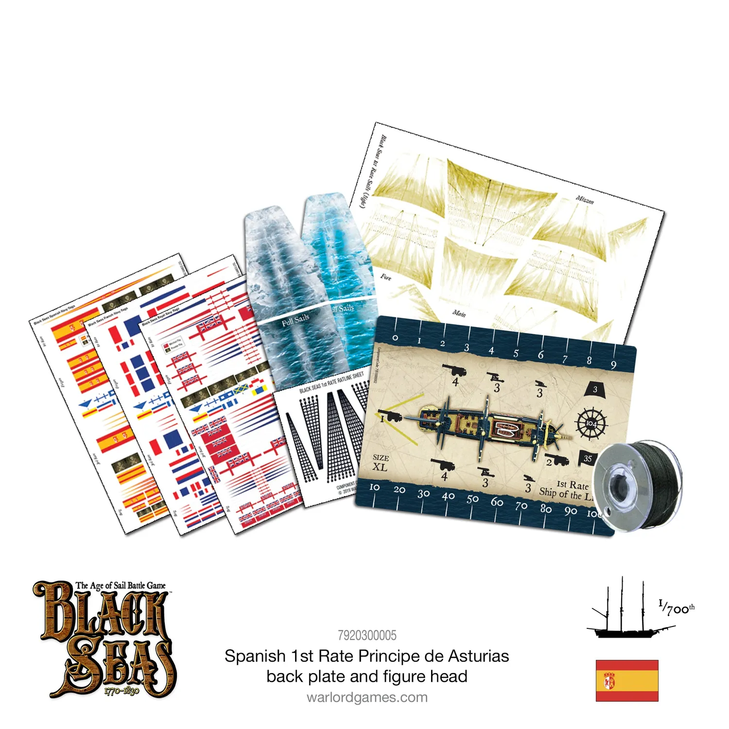 Bolt Action Black Seas 1st Rate Principe de Asturias proue métal