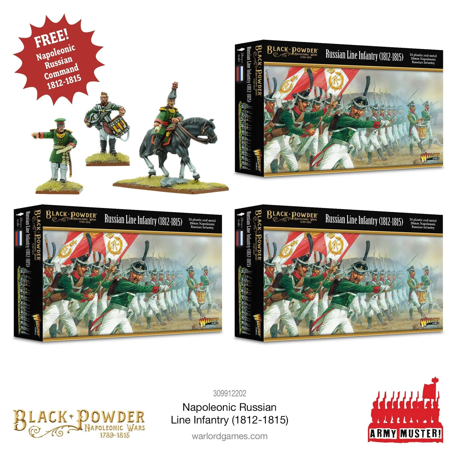 Bolt Action Black Powder Army Muster Napoleonic Russian Line Infantry 1812-1815 infanterie