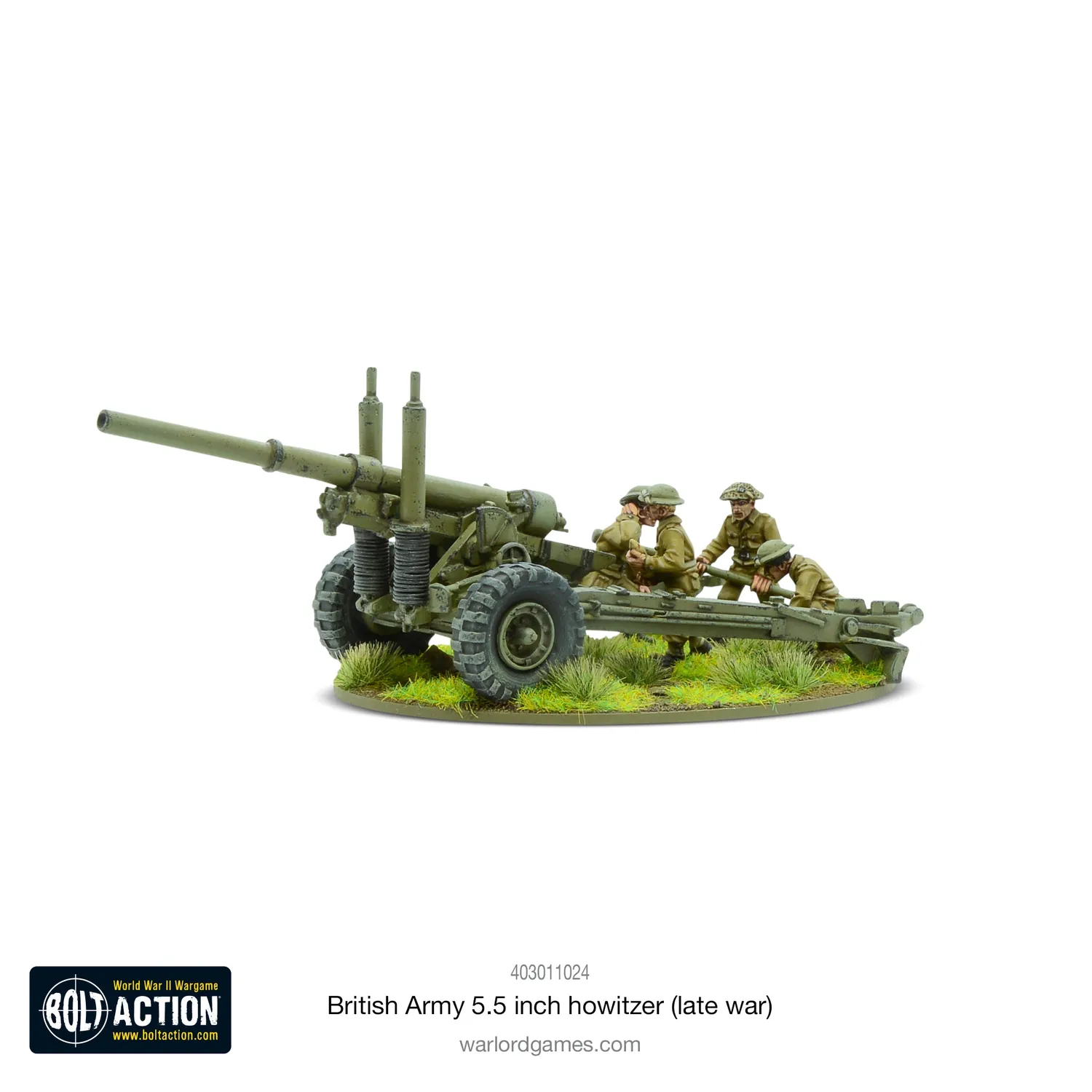 Bolt Action British Army 5.5 inch Howitzer Late War canon métal avec équipage