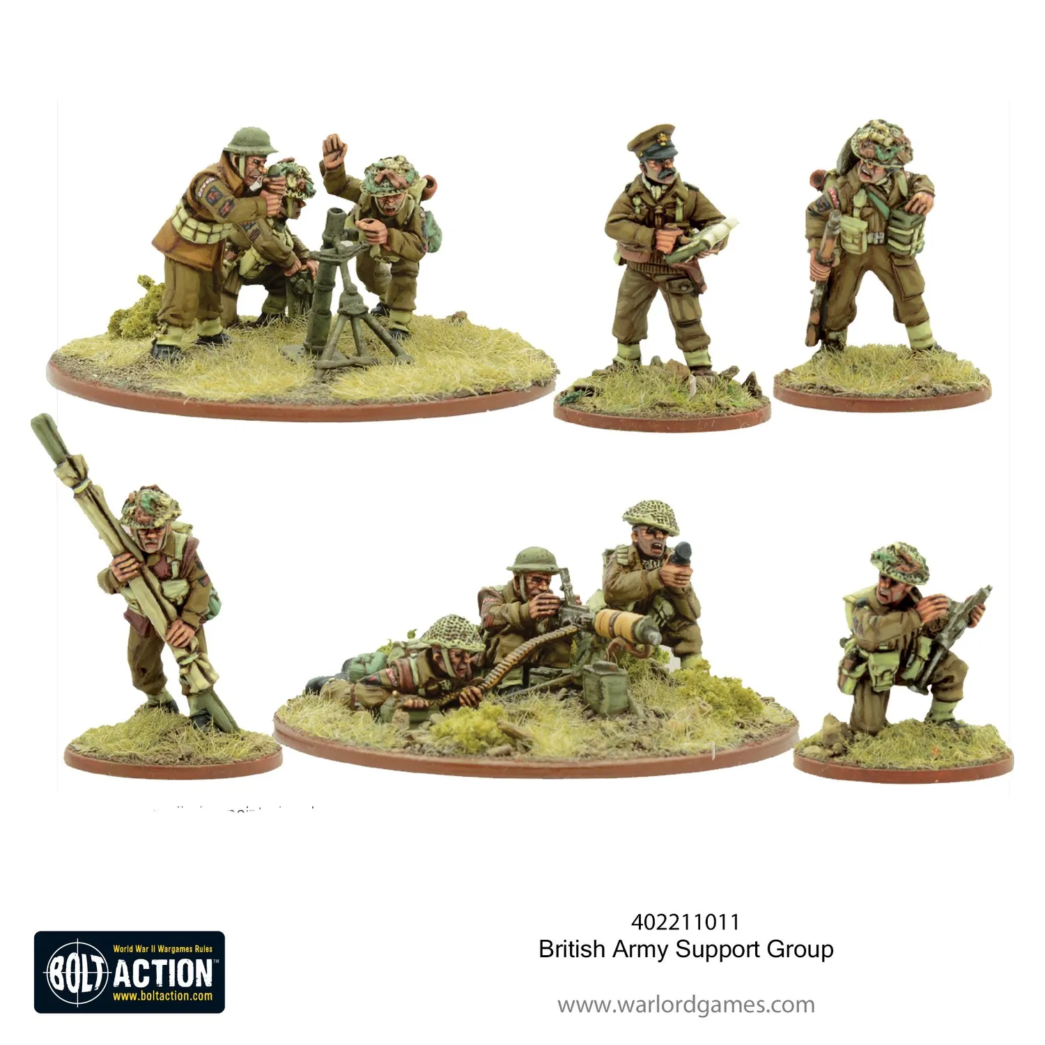 Bolt Action British Army Support Group figurines métal soutien