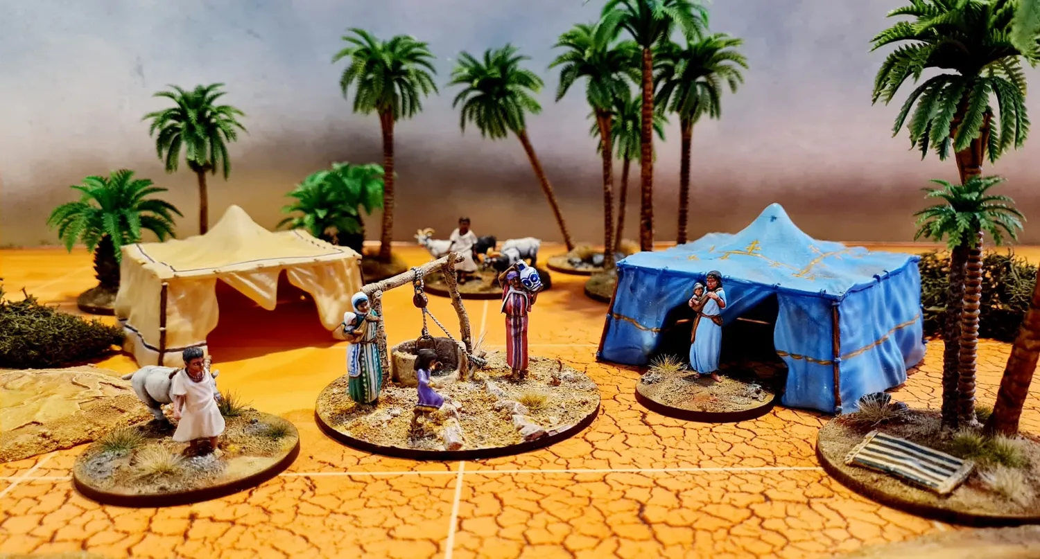 Des Tranchées aux Barricades Village nomade arabe décor 28mm résine