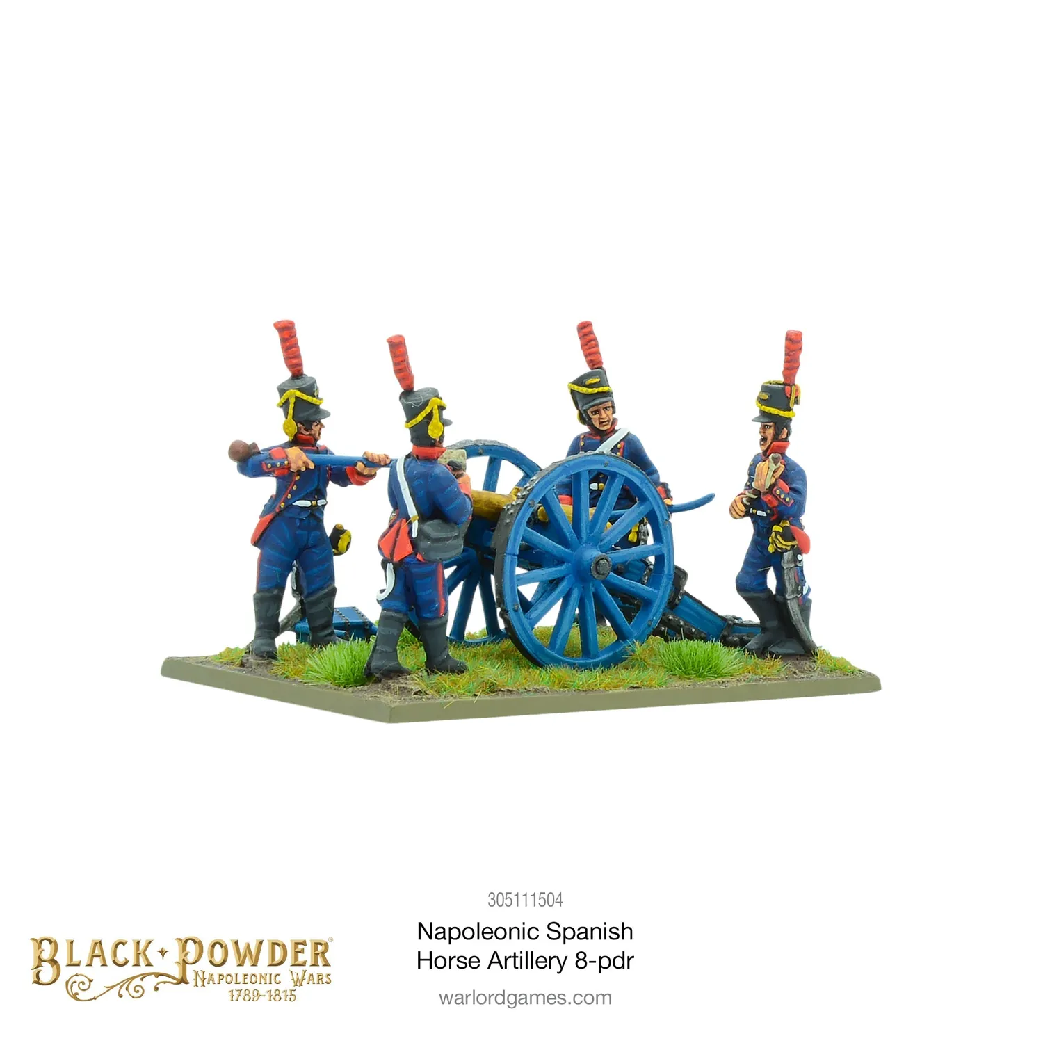 Bolt Action Black Powder Napoleonic Spanish Horse Artillery with 8-pdr canon métal