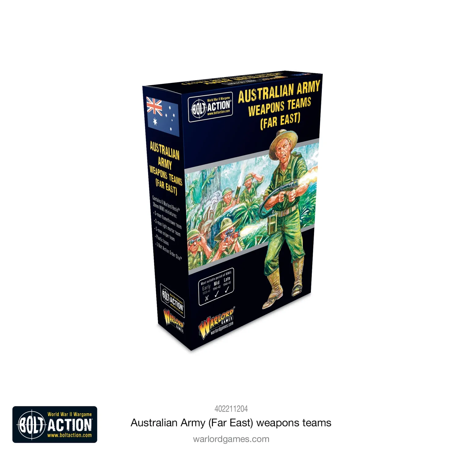 Bolt Action Australian Army Far East weapons teams équipes d'armes 6 figurines