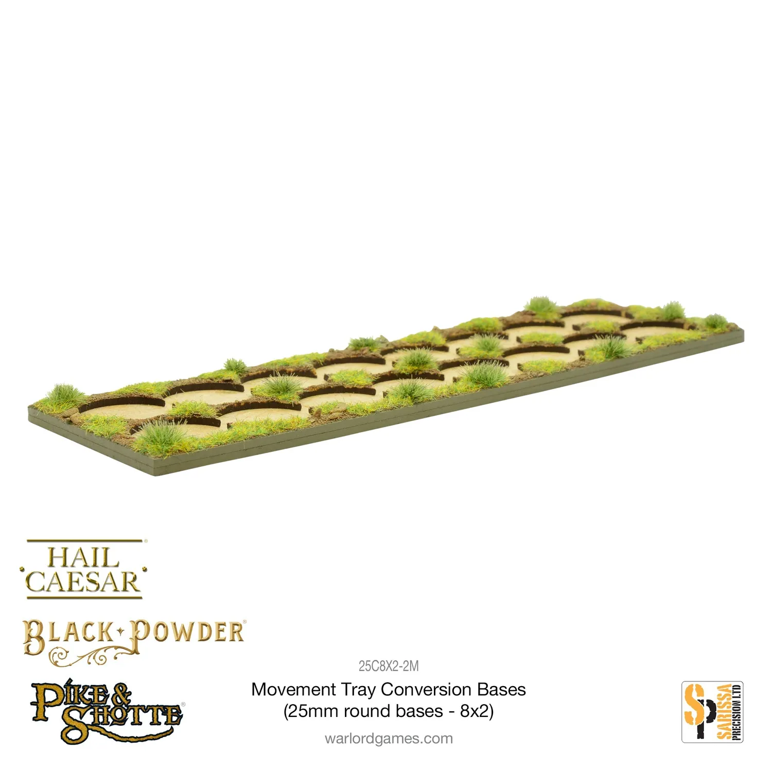Bolt Action Bases Movement Tray 25mm plateau 8x2 MDF