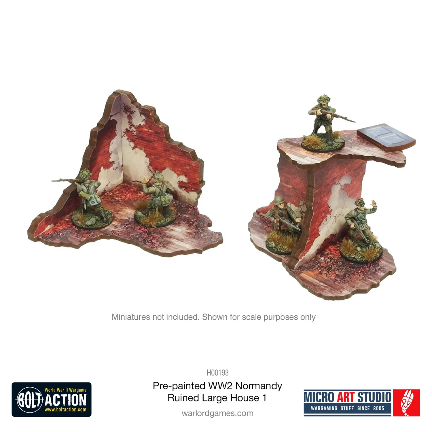 Bolt Action Normandie maison ruinée prépeinte MDF