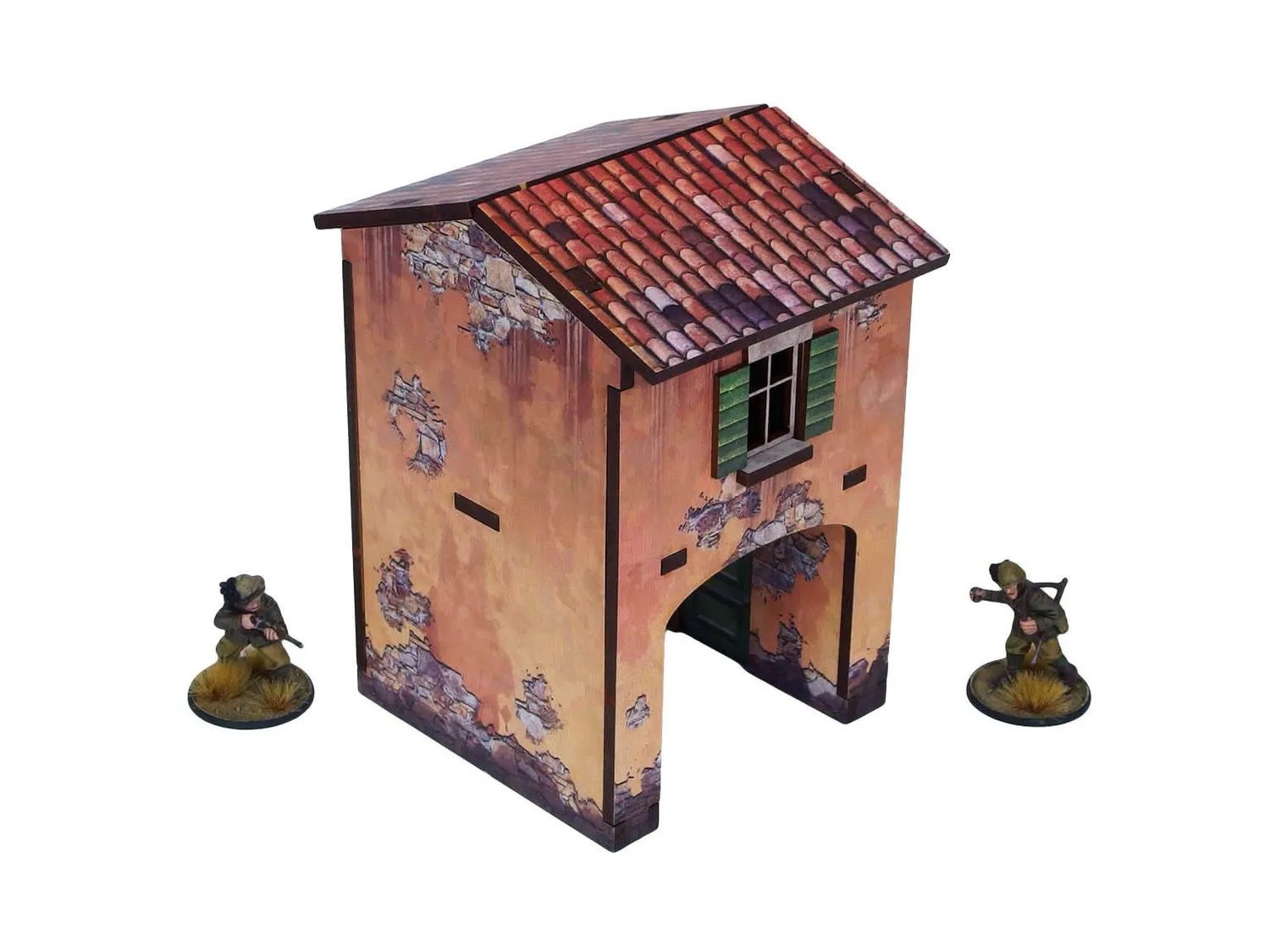 Bolt Action WW2 Italy Gate House (1) PREPAINTED décor prépeint MDF