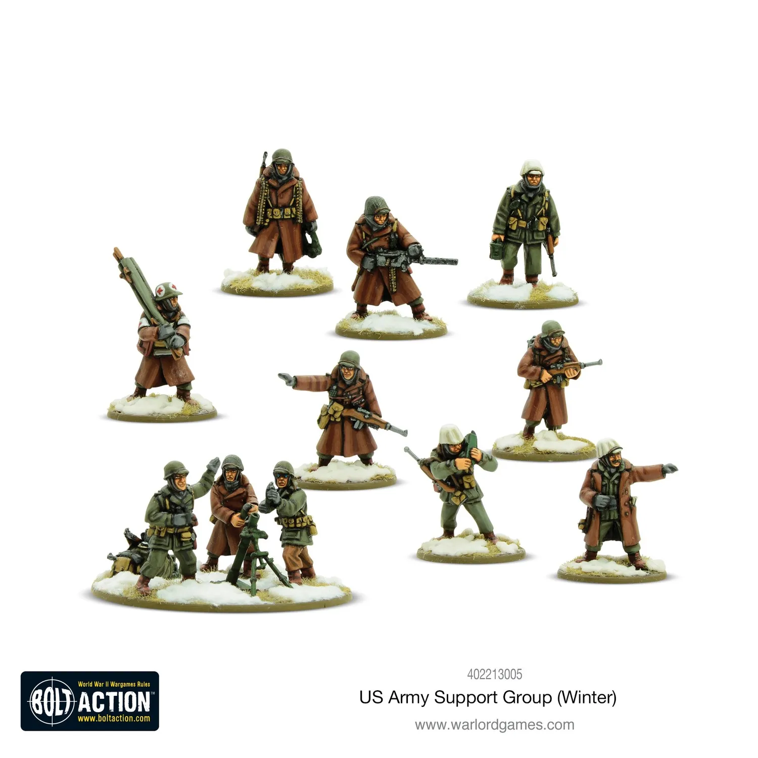 Bolt Action US Army Winter Support Group figurines hiver