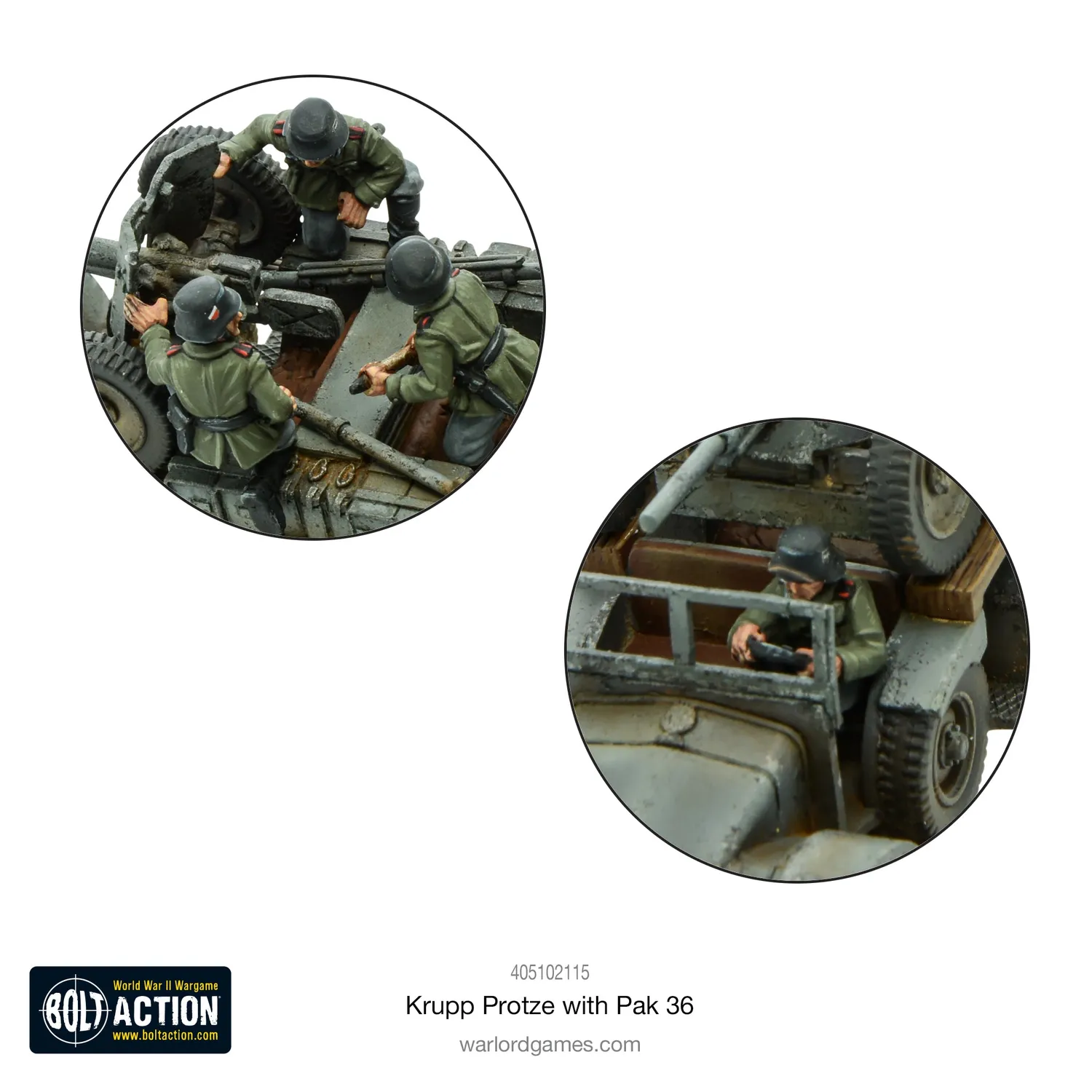 Bolt Action Krupp Protze Pak 36 véhicule résine allemand