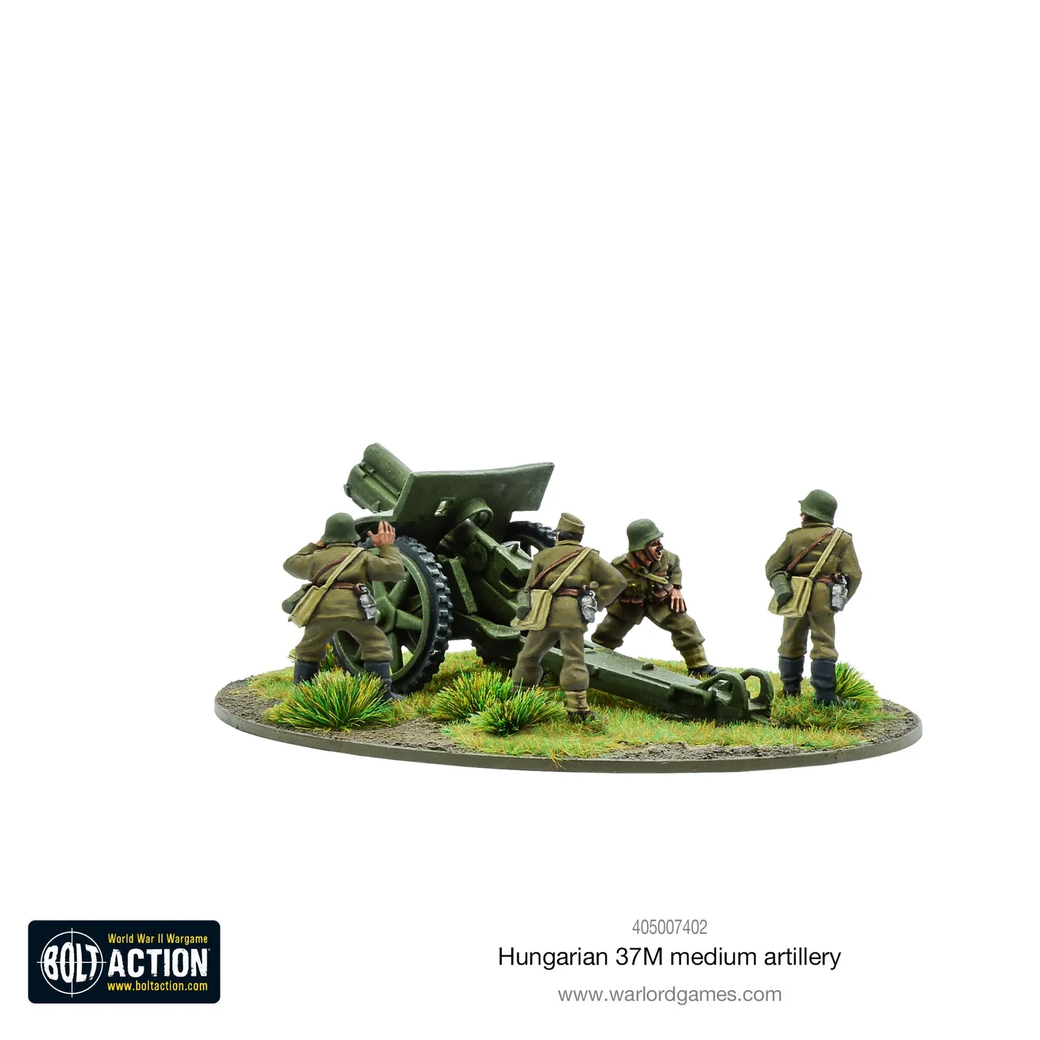 Bolt Action Hungarian 37M medium artillery canon d’artillerie avec socle MDF