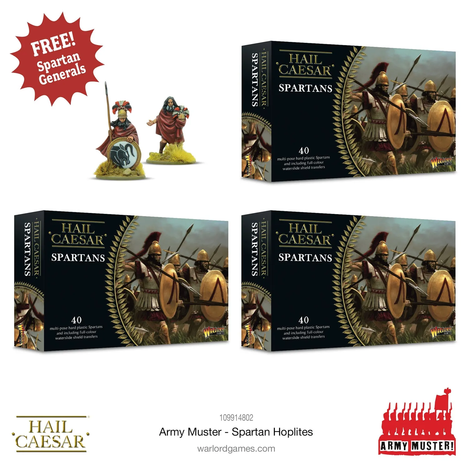 Bolt Action Hail Caesar Army Muster Spartan Hoplites 120 figurines plastique