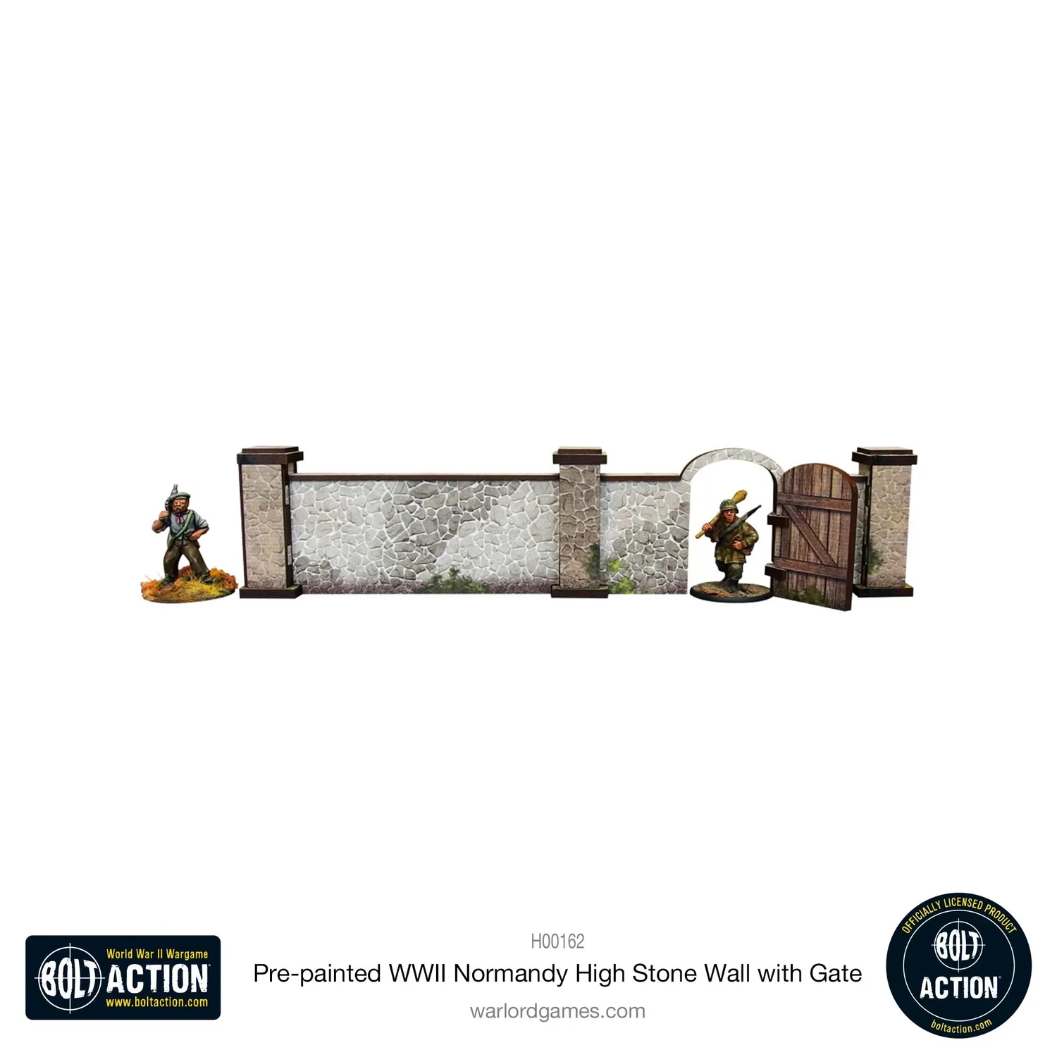 Bolt Action Normandy High Stone Wall with Gate mur prépeint 80 cm