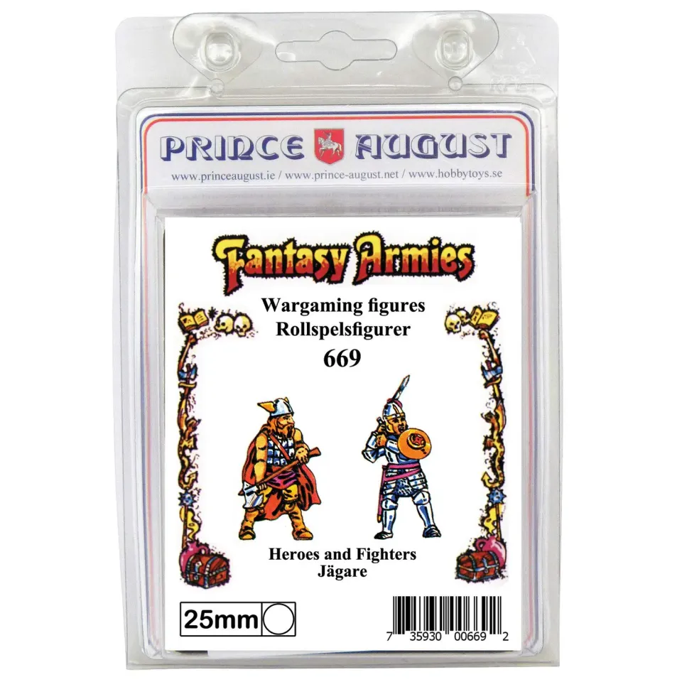 Prince August PA669 Fantasy 2 héros moule 25 mm métal