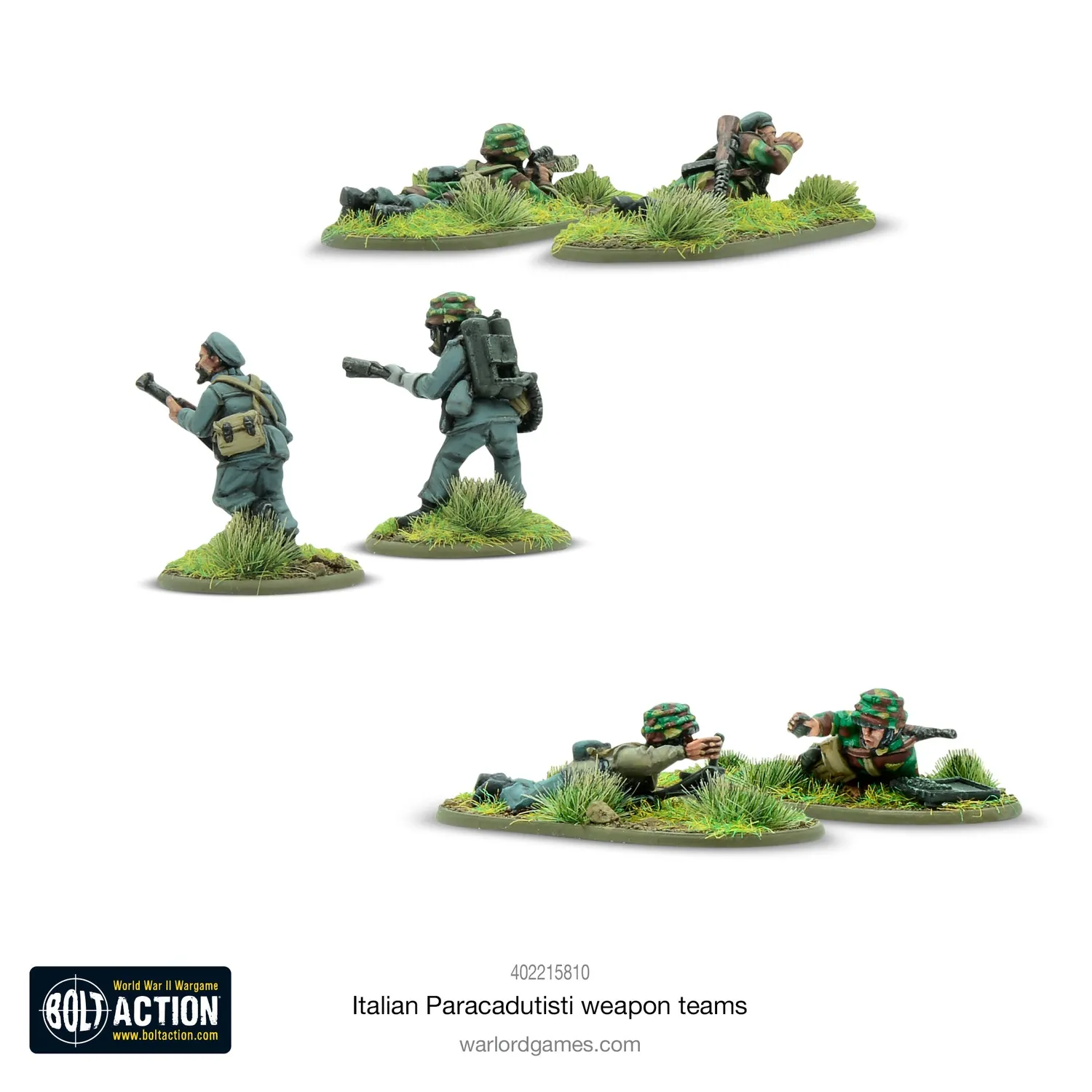 Bolt Action Italian Paracadutisti weapons teams figurines x6