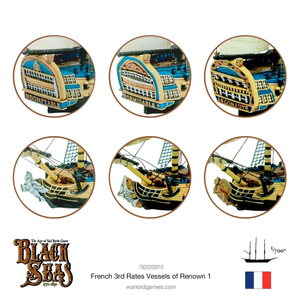 Black Seas French 3rd Rates Pack 1 figurines métal Indomptable