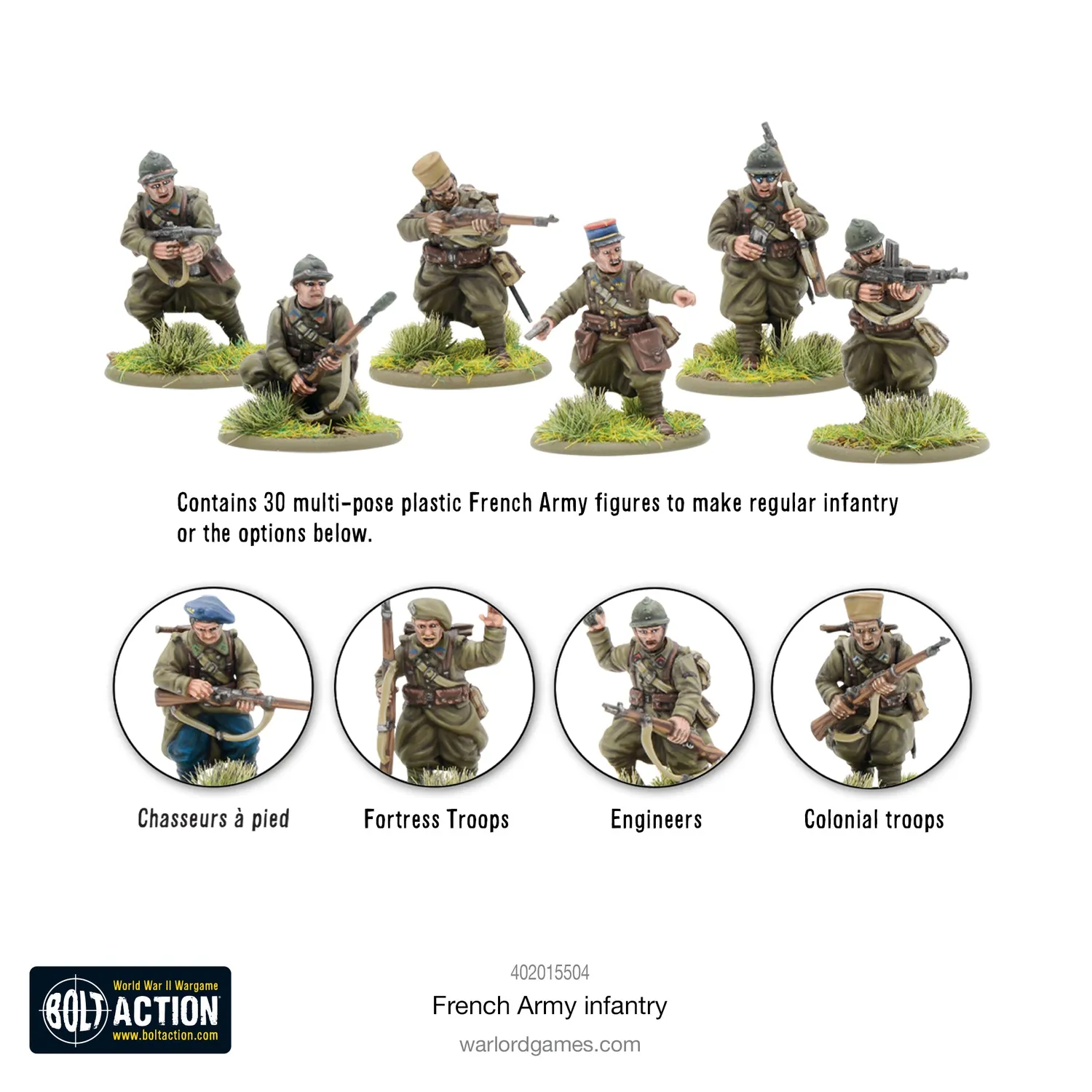 Bolt Action Armée Française infanterie boîte 30 figurines