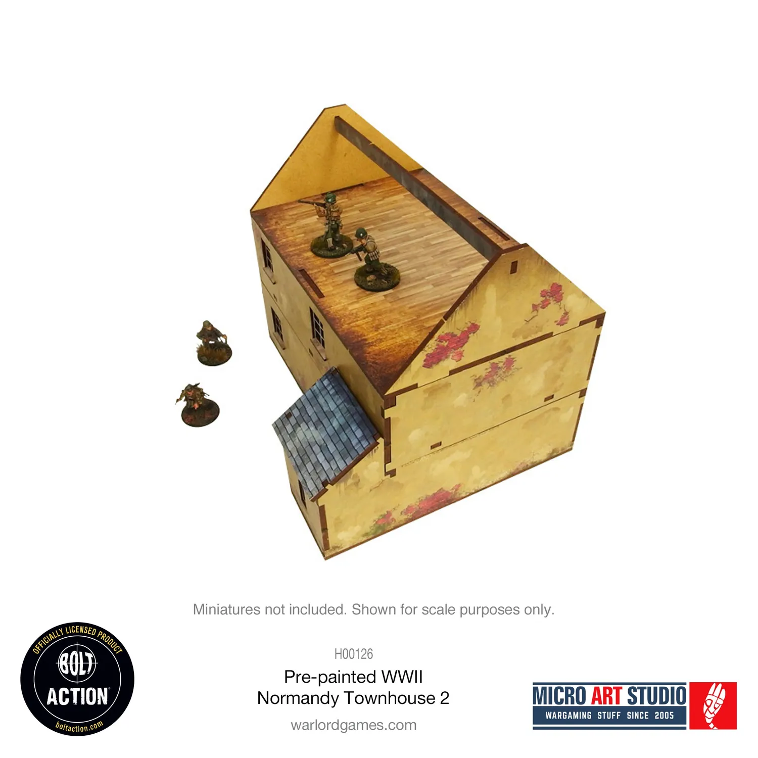 Bolt Action Pre-painted WW2 Normandy Townhouse 2 décor prépeint 28-30 mm