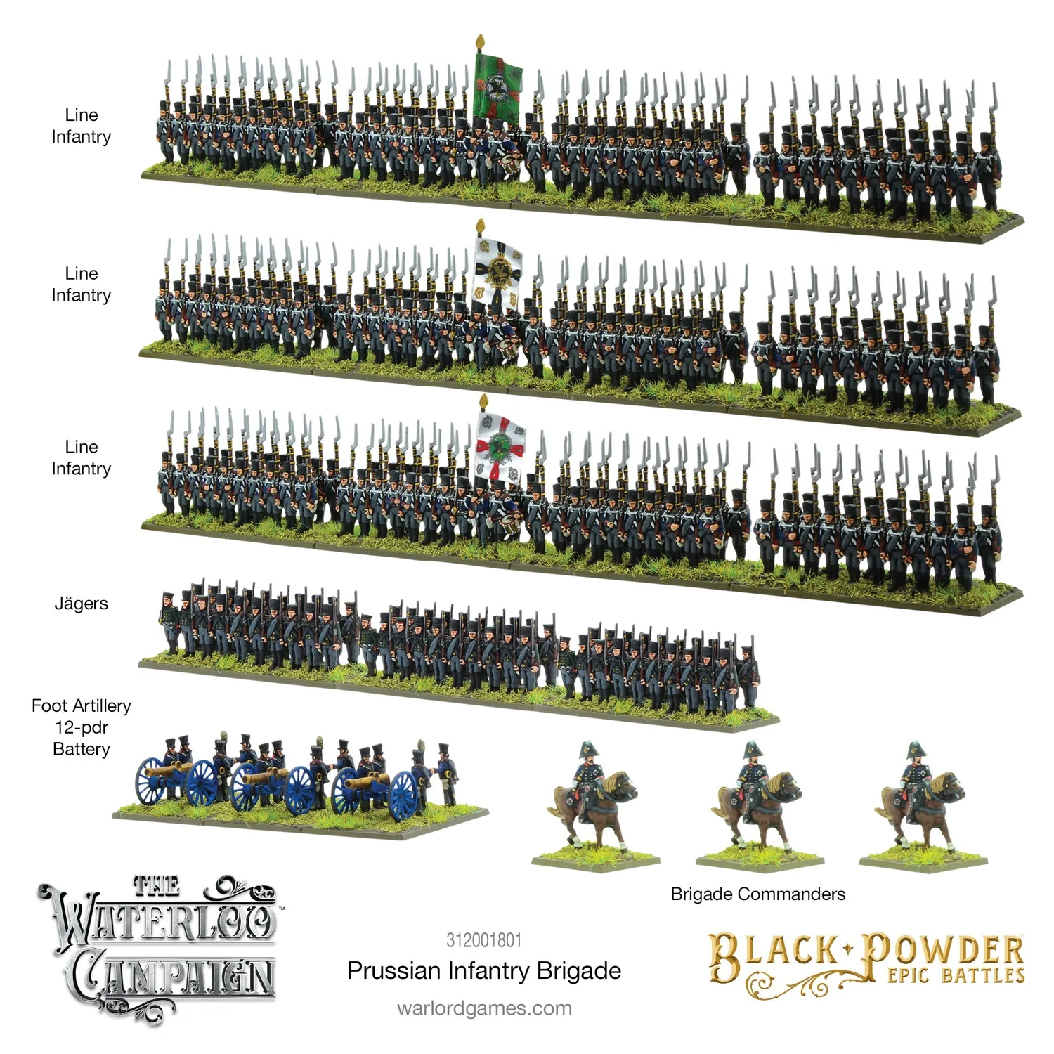 Bolt Action Black Powder Epic Battles Waterloo Prussian Infantry Brigade plastique