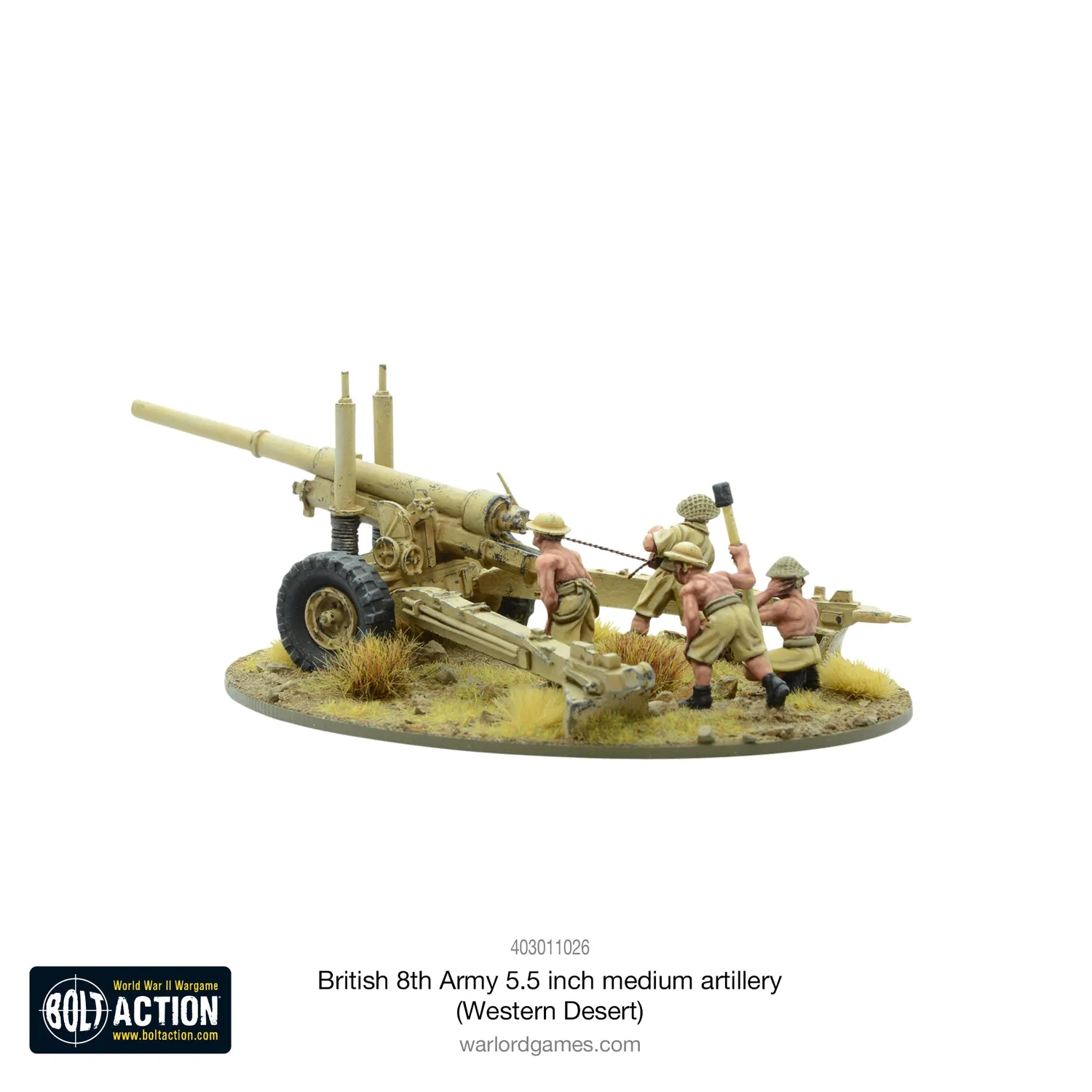 Bolt Action British 8th Army 5.5 inch medium artillery canon métal
