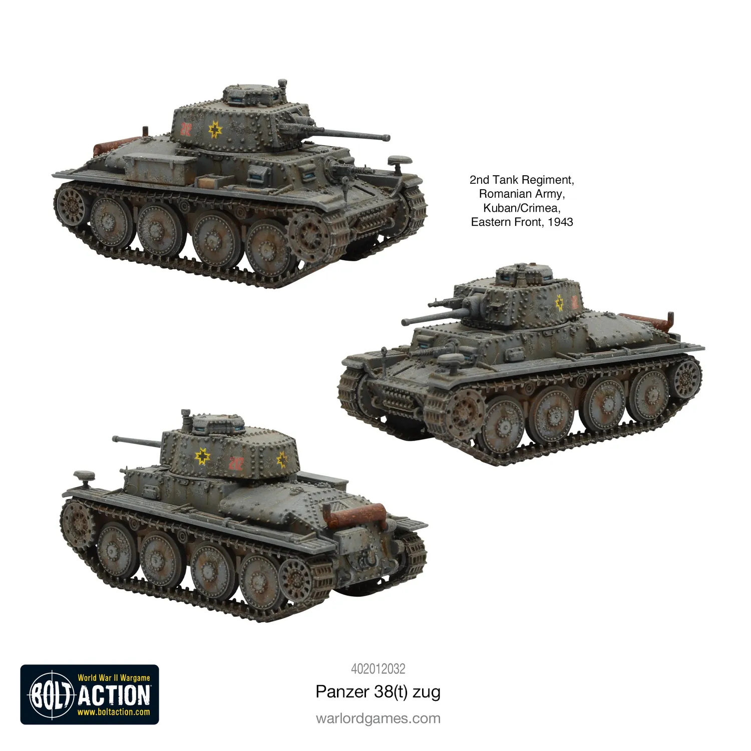 Bolt Action Panzer 38(t) Zug peloton de chars plastique