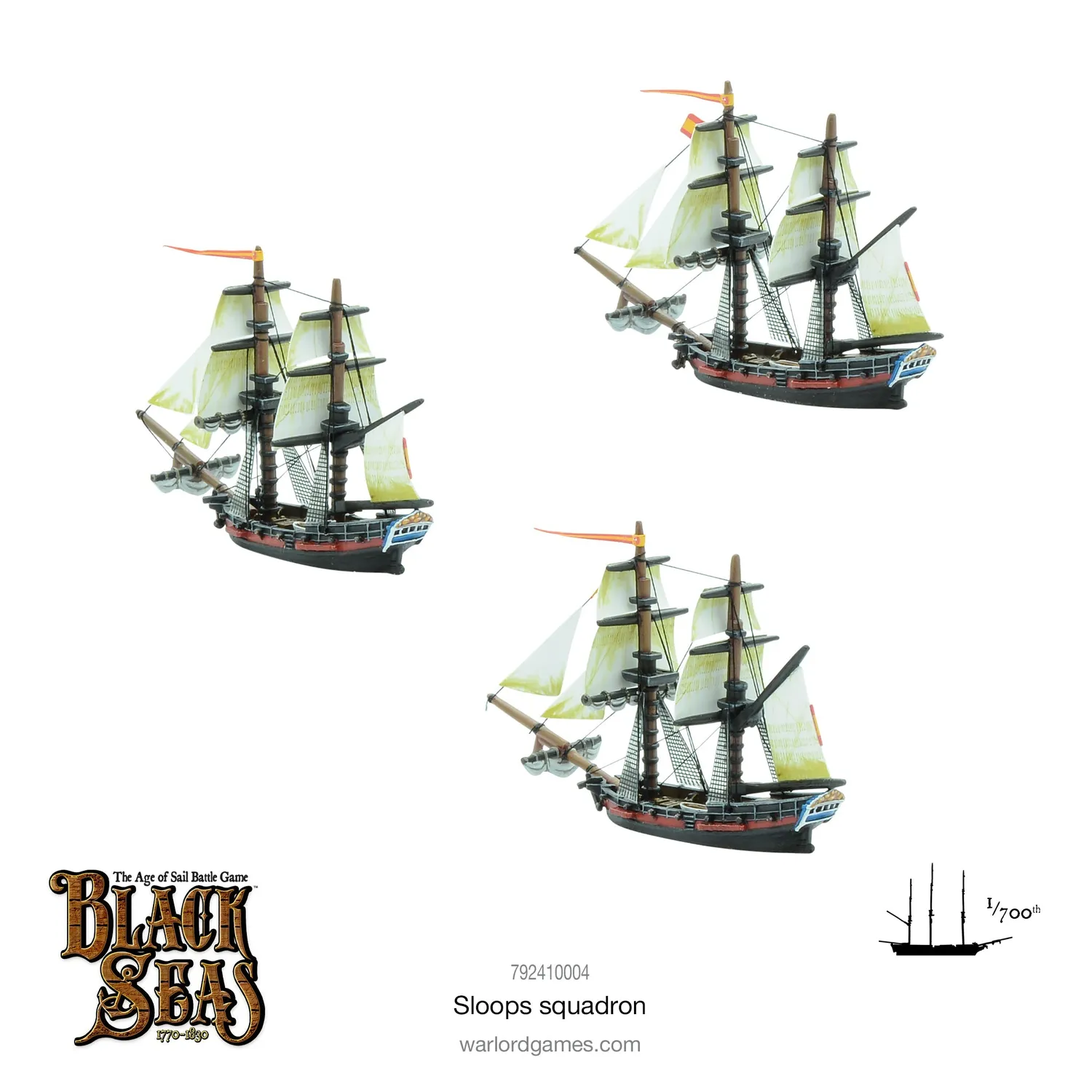 Bolt Action Black Seas Sloops Squadron navires en métal