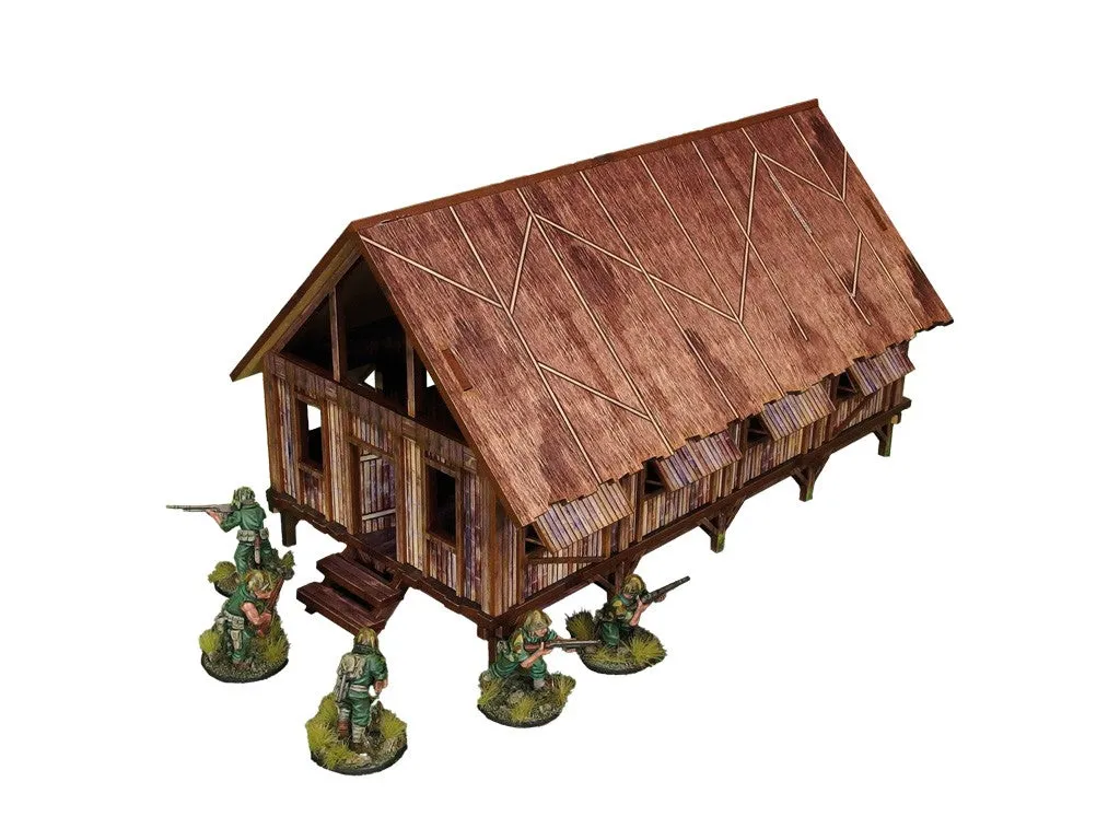 Bolt Action Pre-Painted WW2 Pacific Barracks (1) décor prépeint HDF
