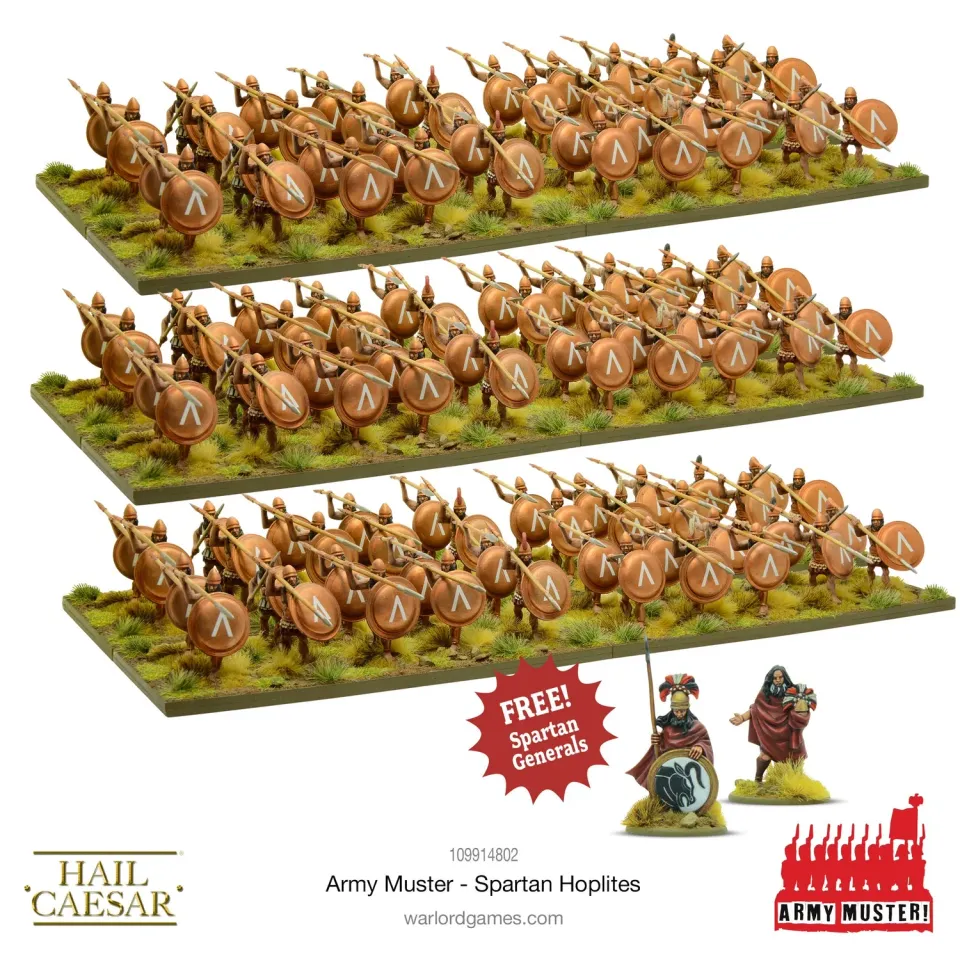 Bolt Action Hail Caesar Army Muster Spartan Hoplites 120 figurines plastique