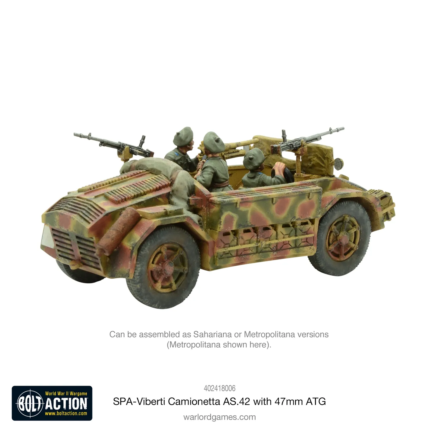 Bolt Action SPA-Viberti Camionetta AS.42 47mm véhicule résine