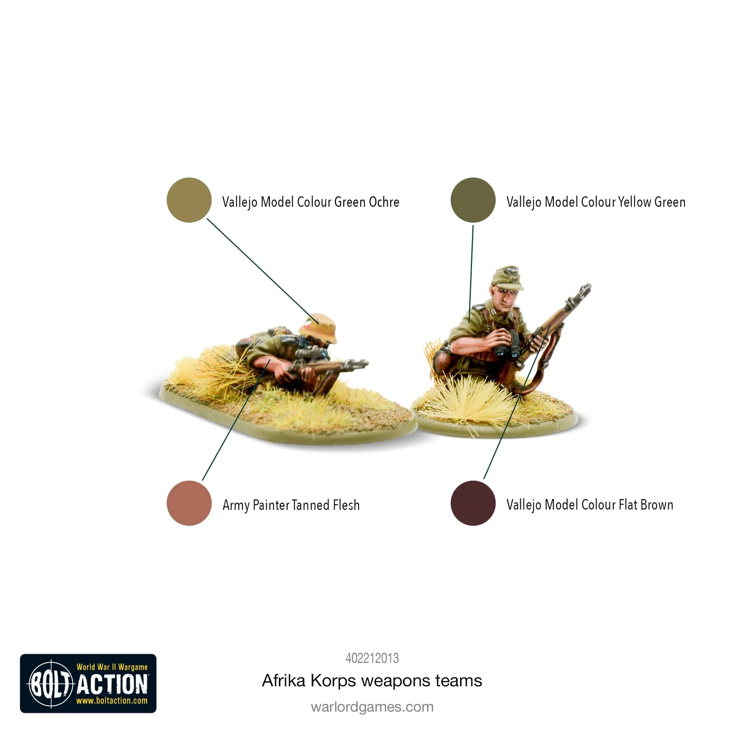 Bolt Action Afrika Korps weapons teams équipes de soutien résine