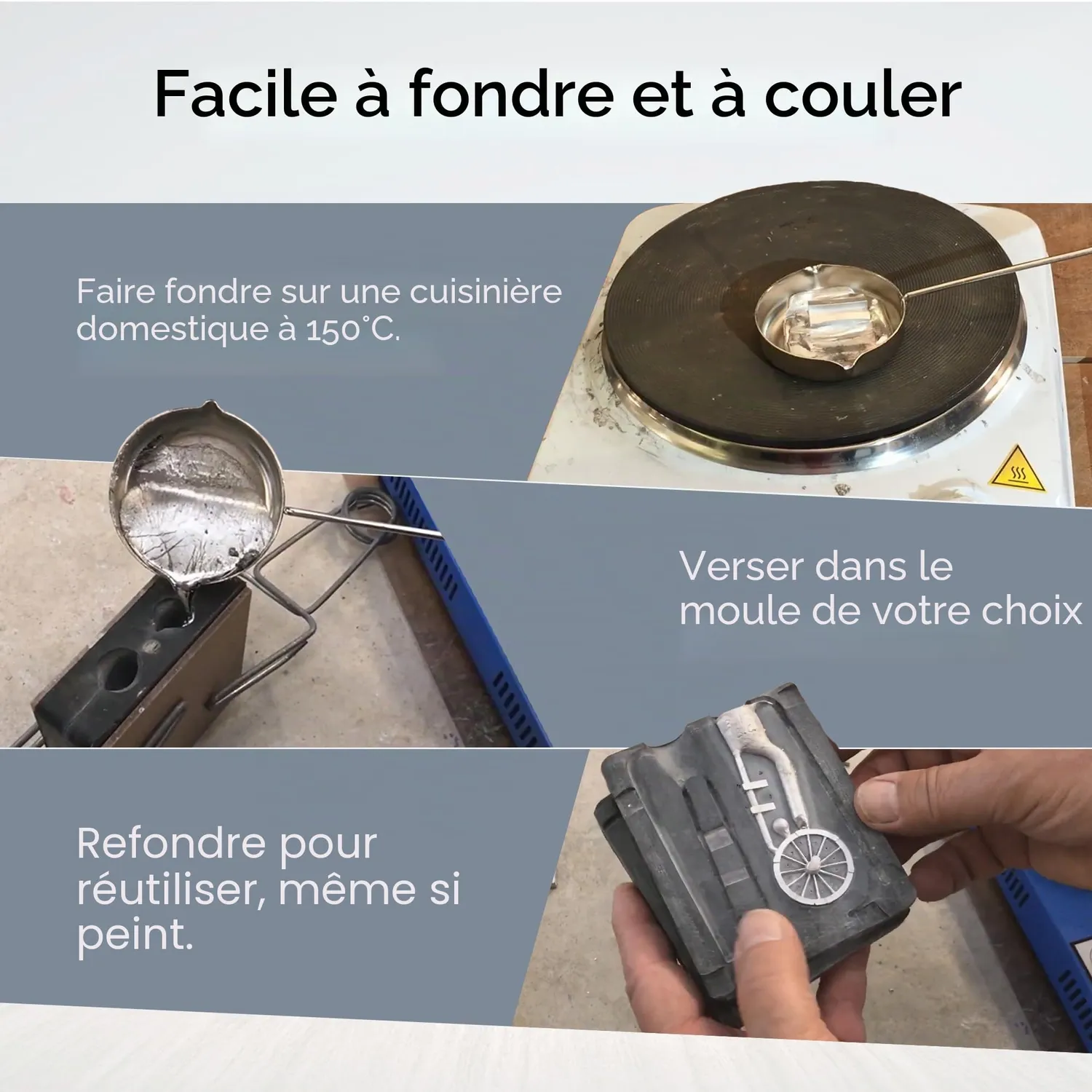 Prince August PA2084 métal de moulage 3 barres argenté