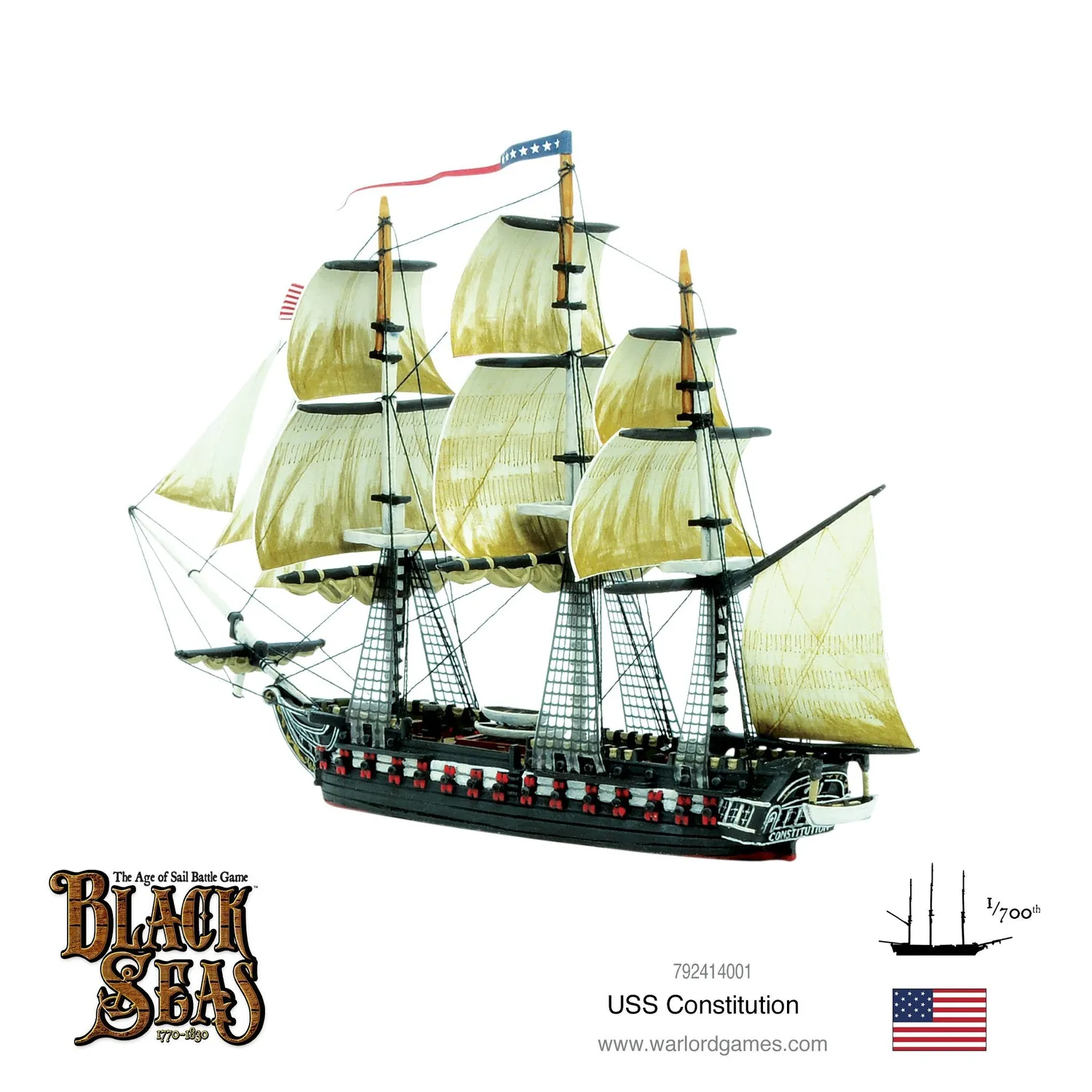Bolt Action Black Seas USS Constitution frégate résine métal