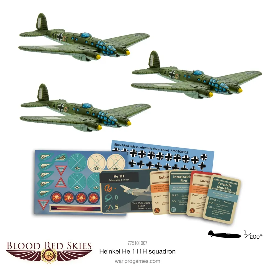 Bolt Action Blood Red Skies Heinkel He 111H escadron 3 bombardiers résine