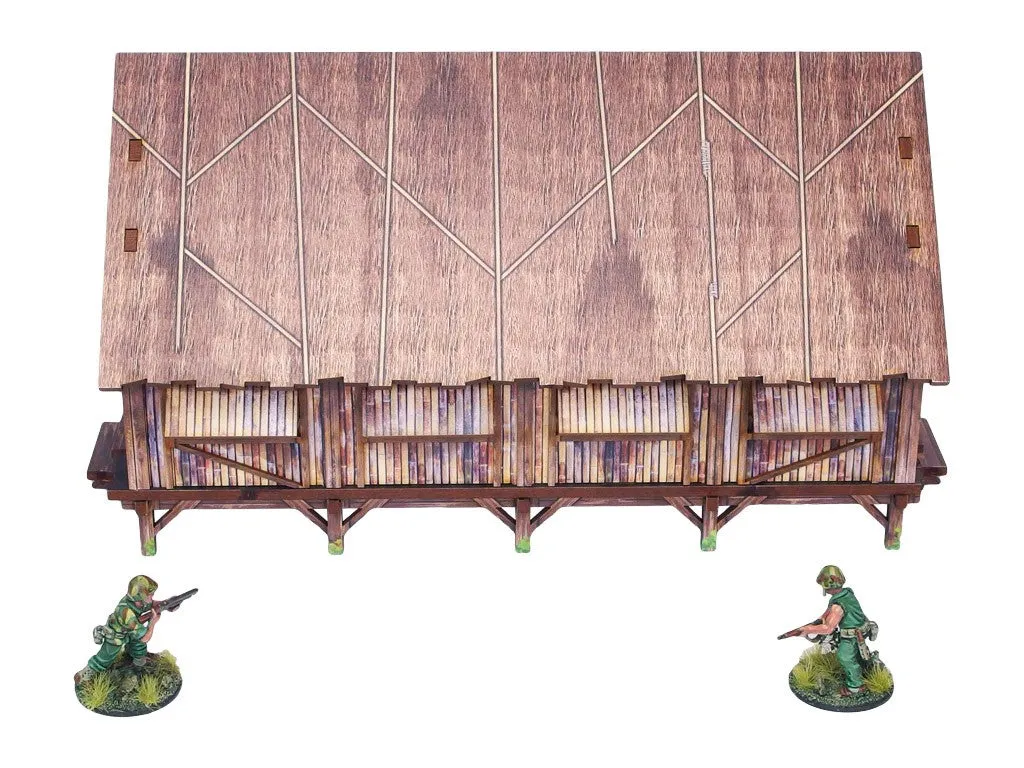Bolt Action Pre-Painted WW2 Pacific Barracks (1) décor prépeint HDF