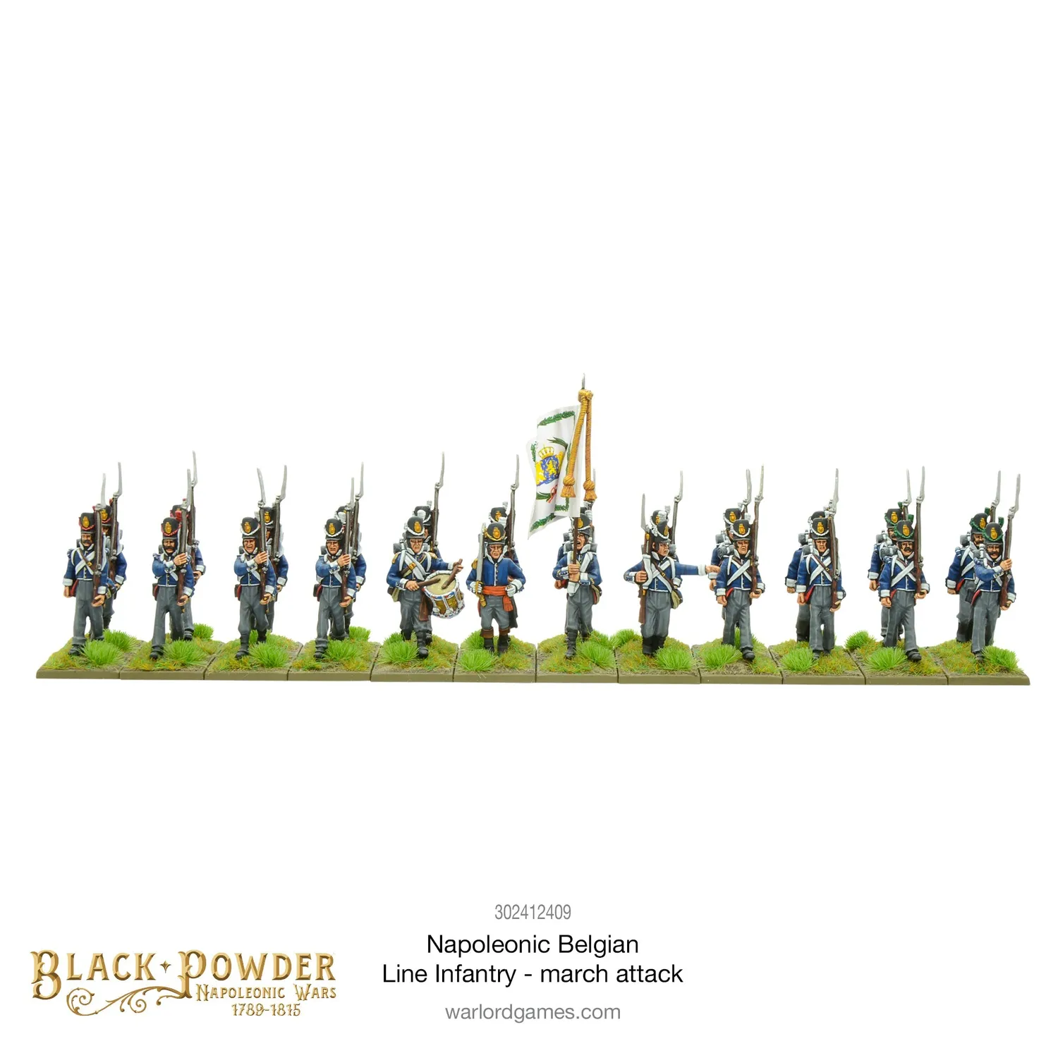 Bolt Action Black Powder Napoleonic Belgian Line Infantry (march attack) infanterie 24 figurines Waterloo