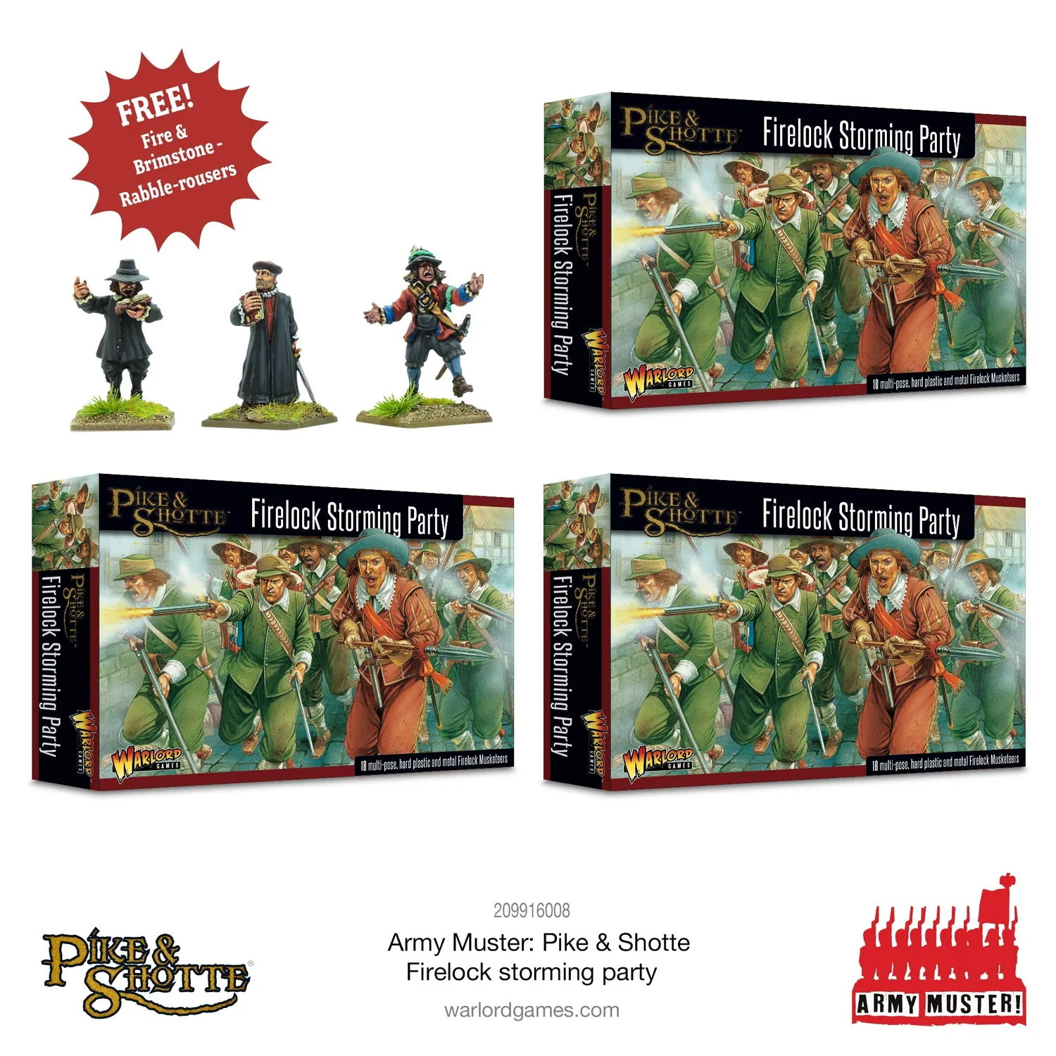 Bolt Action Pike & Shotte Army Muster Firelock Storming Party infanterie
