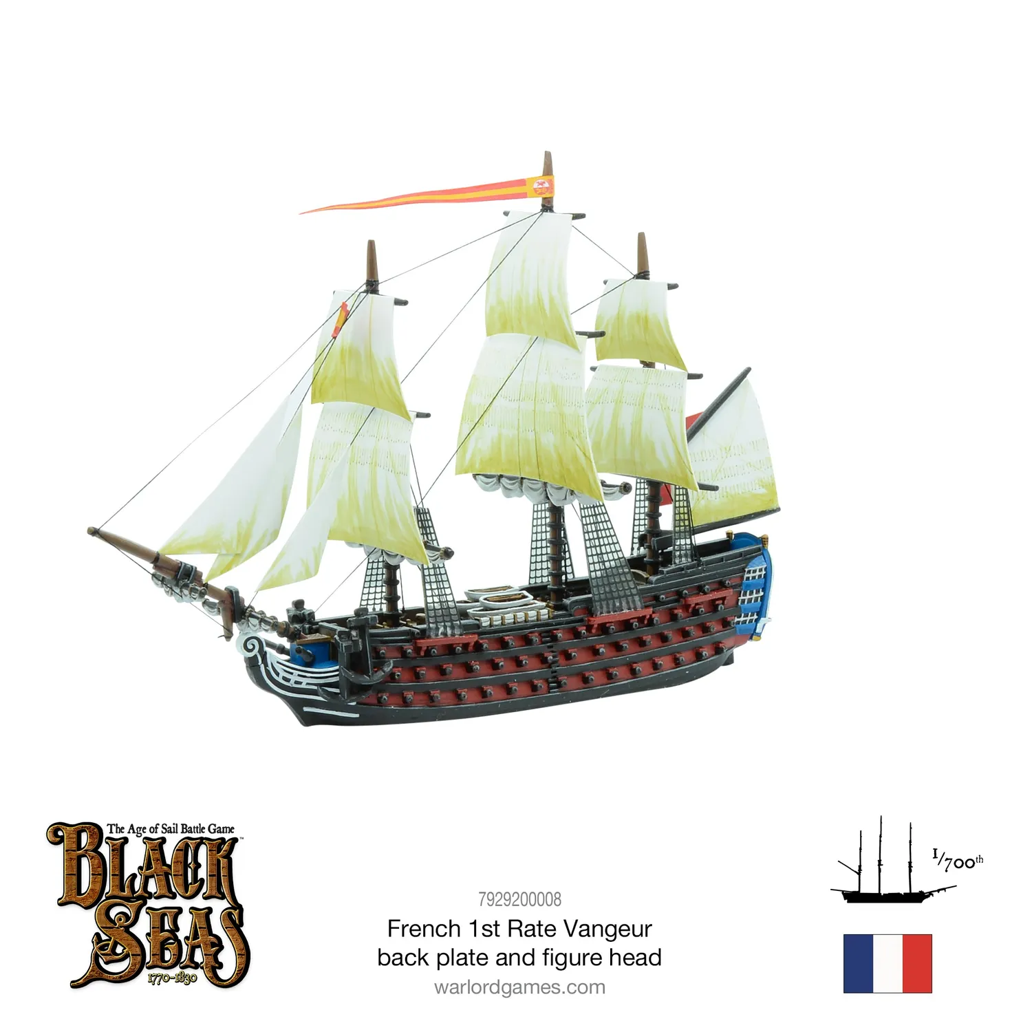 Bolt Action Black Seas 1st Rate with Vengeur back plate and figure head pièce métal